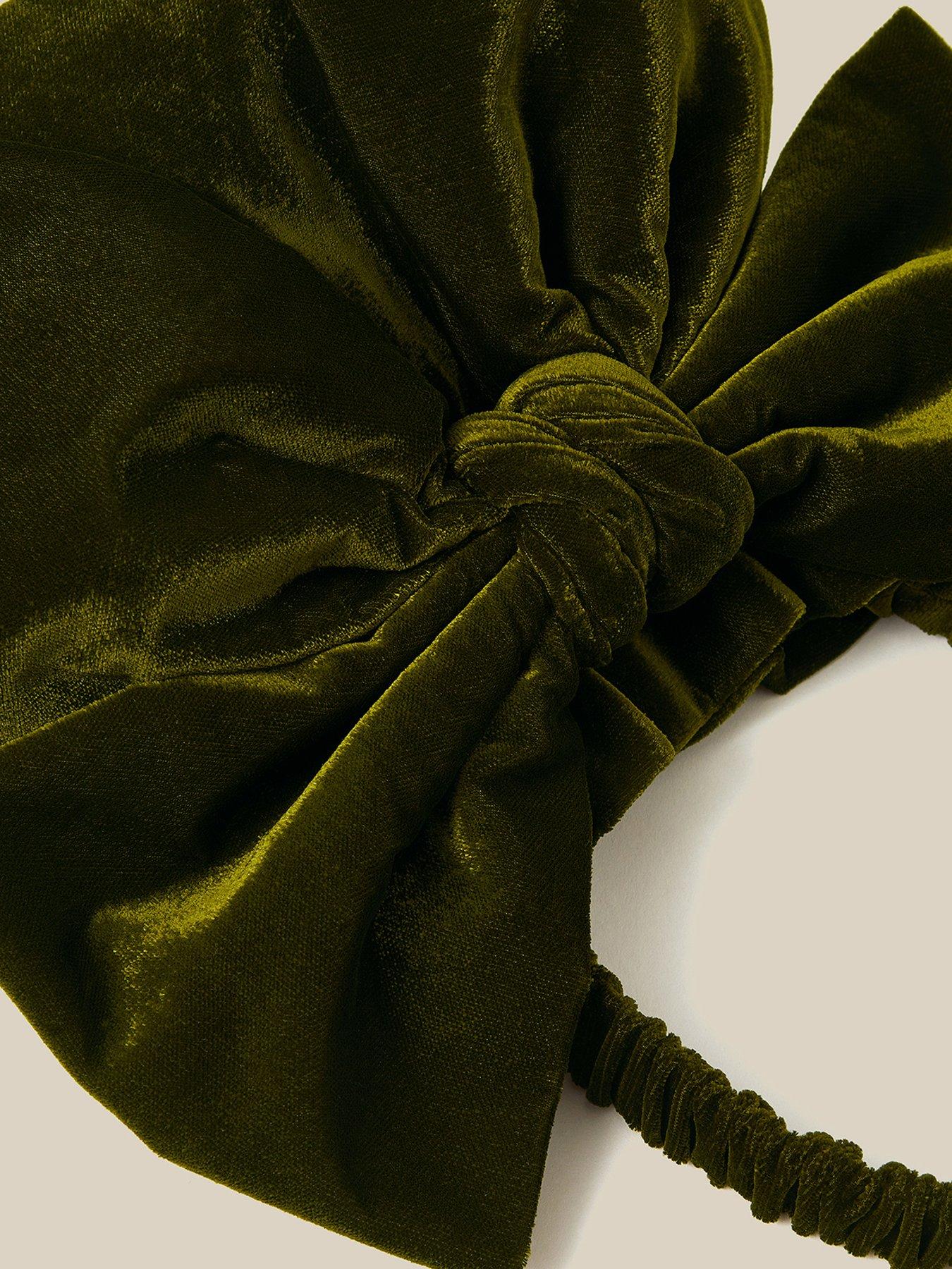 Image 4 of 4 of Monsoon Womens Ciri Velvet Bow Bag - Green