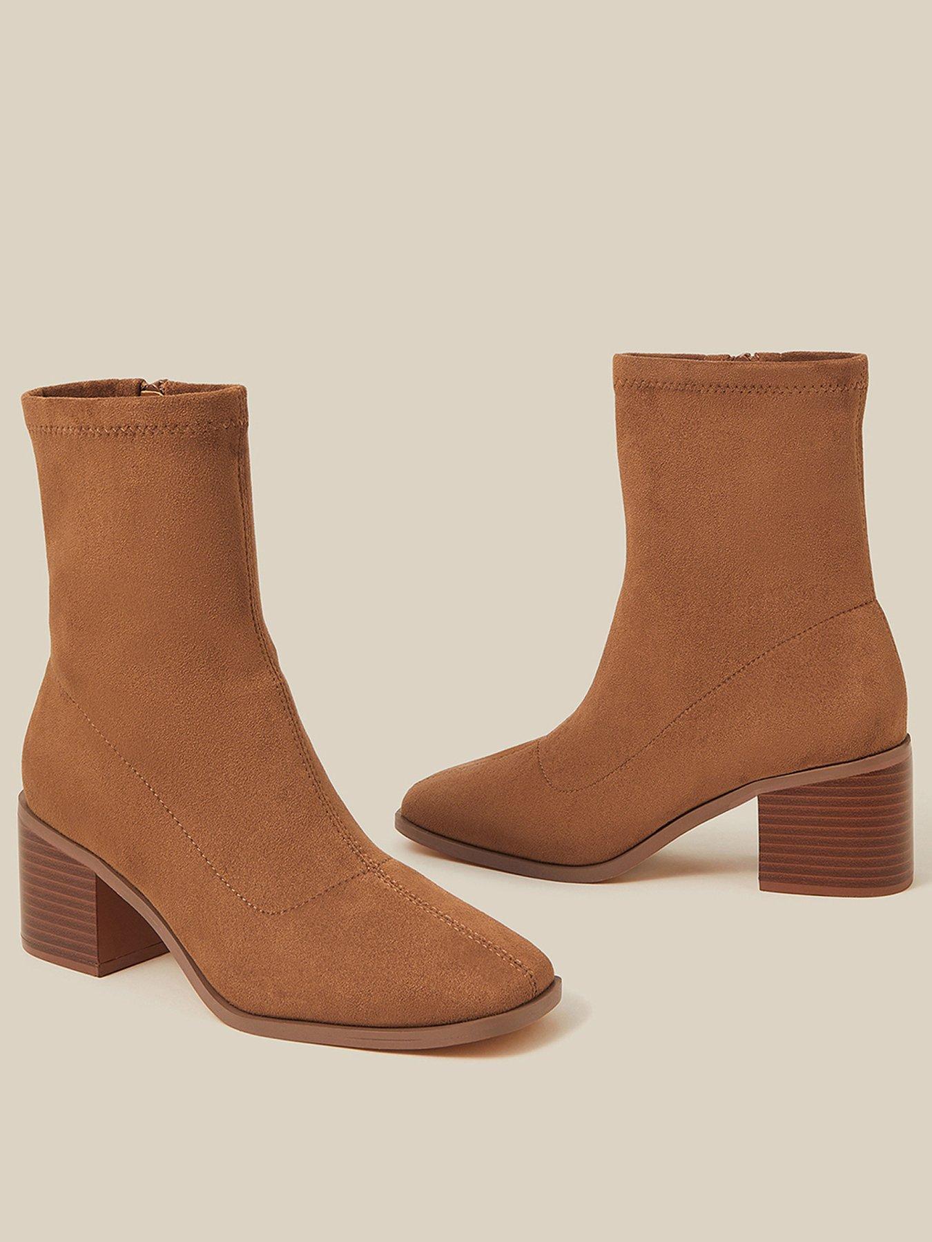 Image 2 of 3 of Monsoon Womens Suki Microsuede Sock Ankle Boots - Brown
