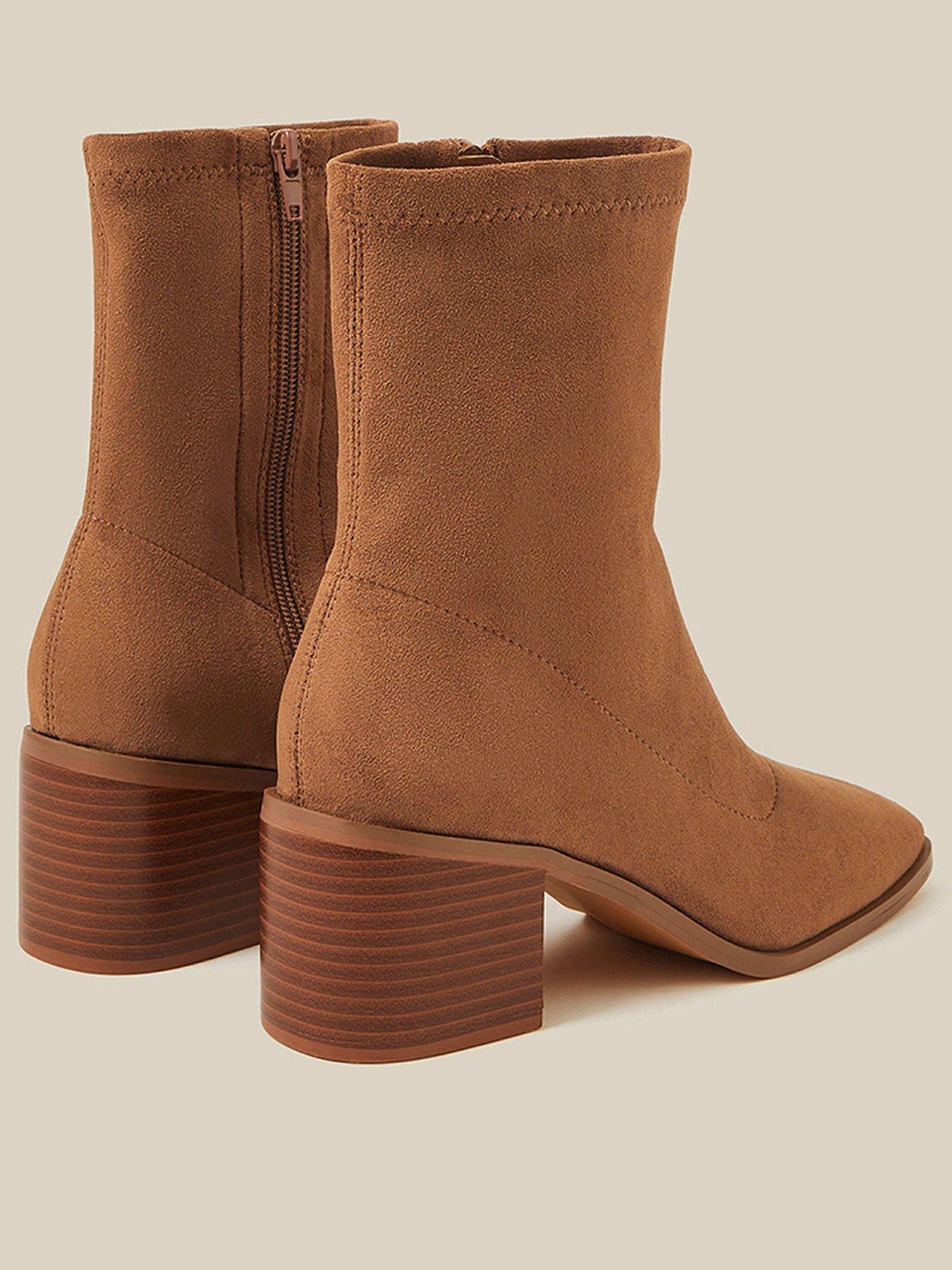 Image 3 of 3 of Monsoon Womens Suki Microsuede Sock Ankle Boots - Brown