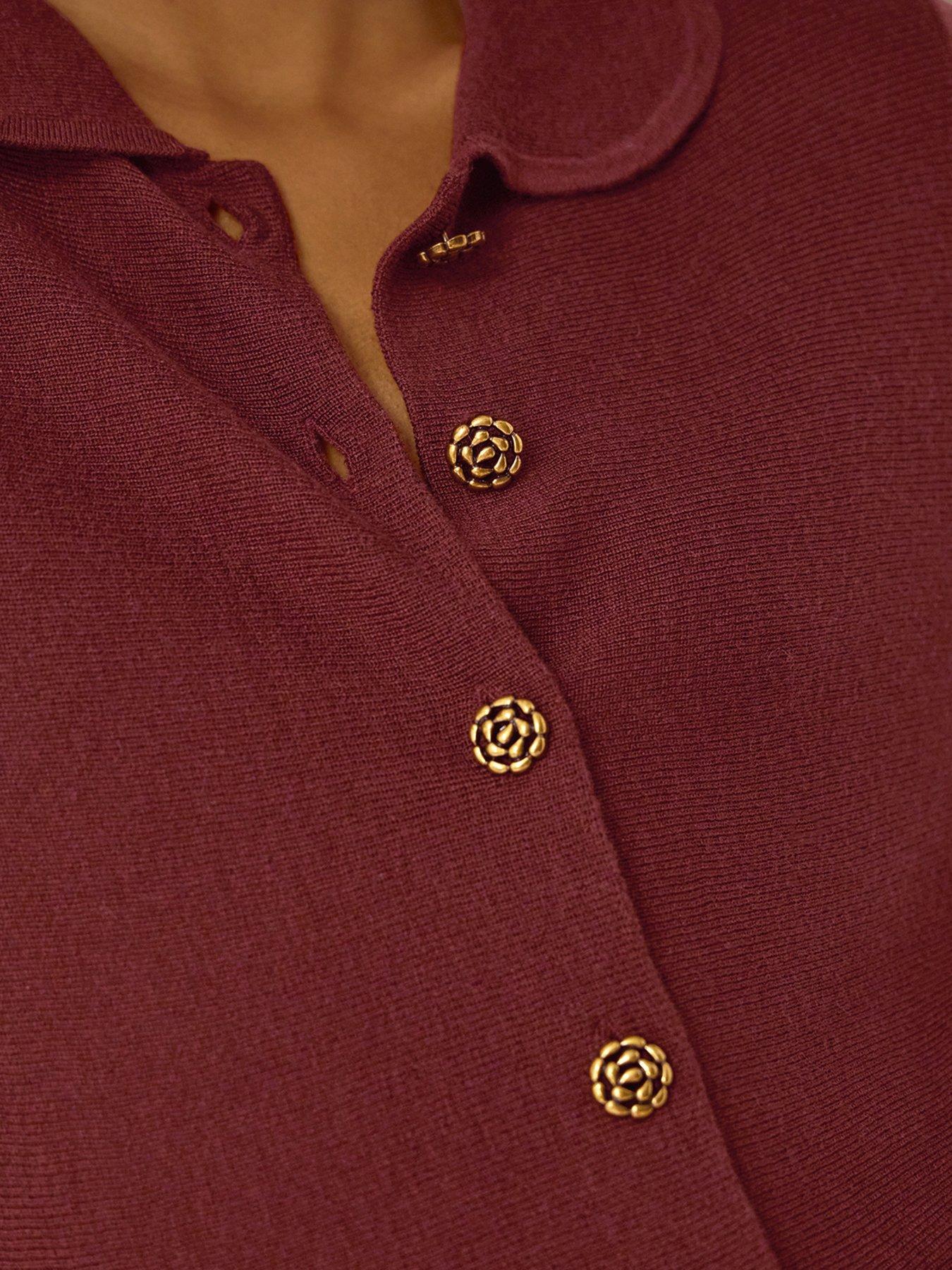Image 4 of 5 of Monsoon Womens Kay Collared Peplum Button Cardigan - Brown