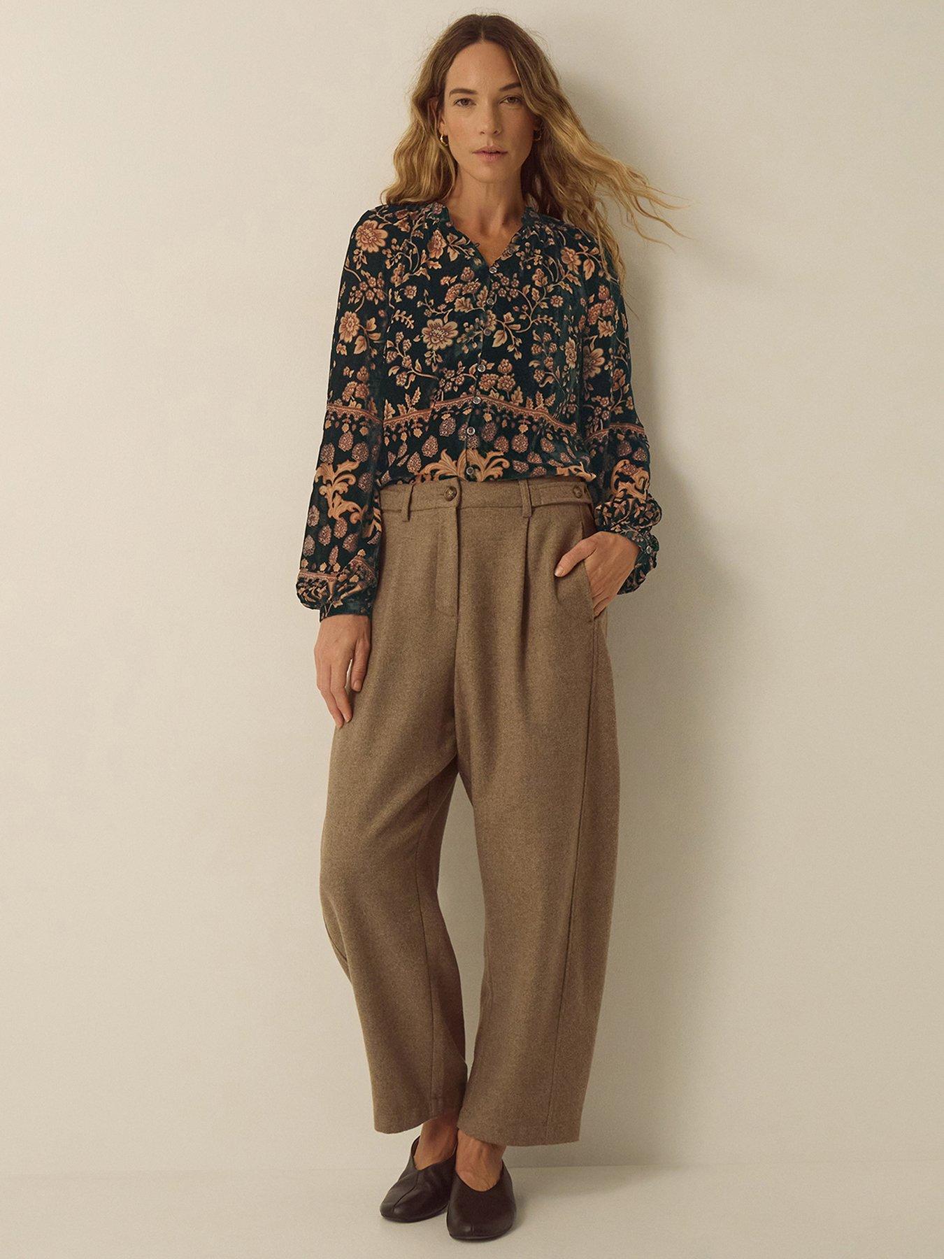 Image 3 of 5 of Monsoon Womens Hollie Devore Floral Button Through Shirt - Green