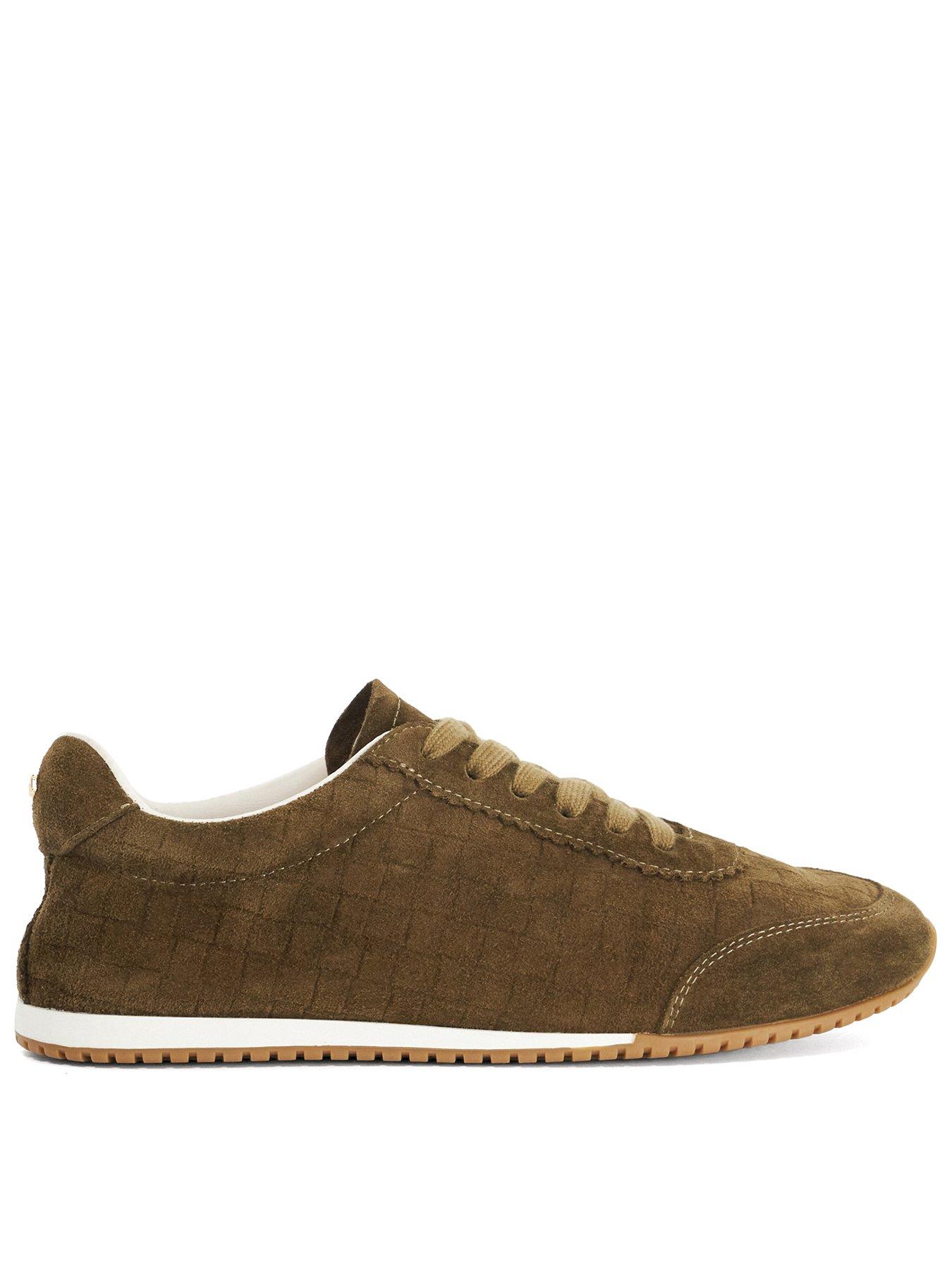 Image 1 of 4 of Dune London Womens Elora Soft-Touch Suedette Lace-Up Low-Profile Trainers - Green