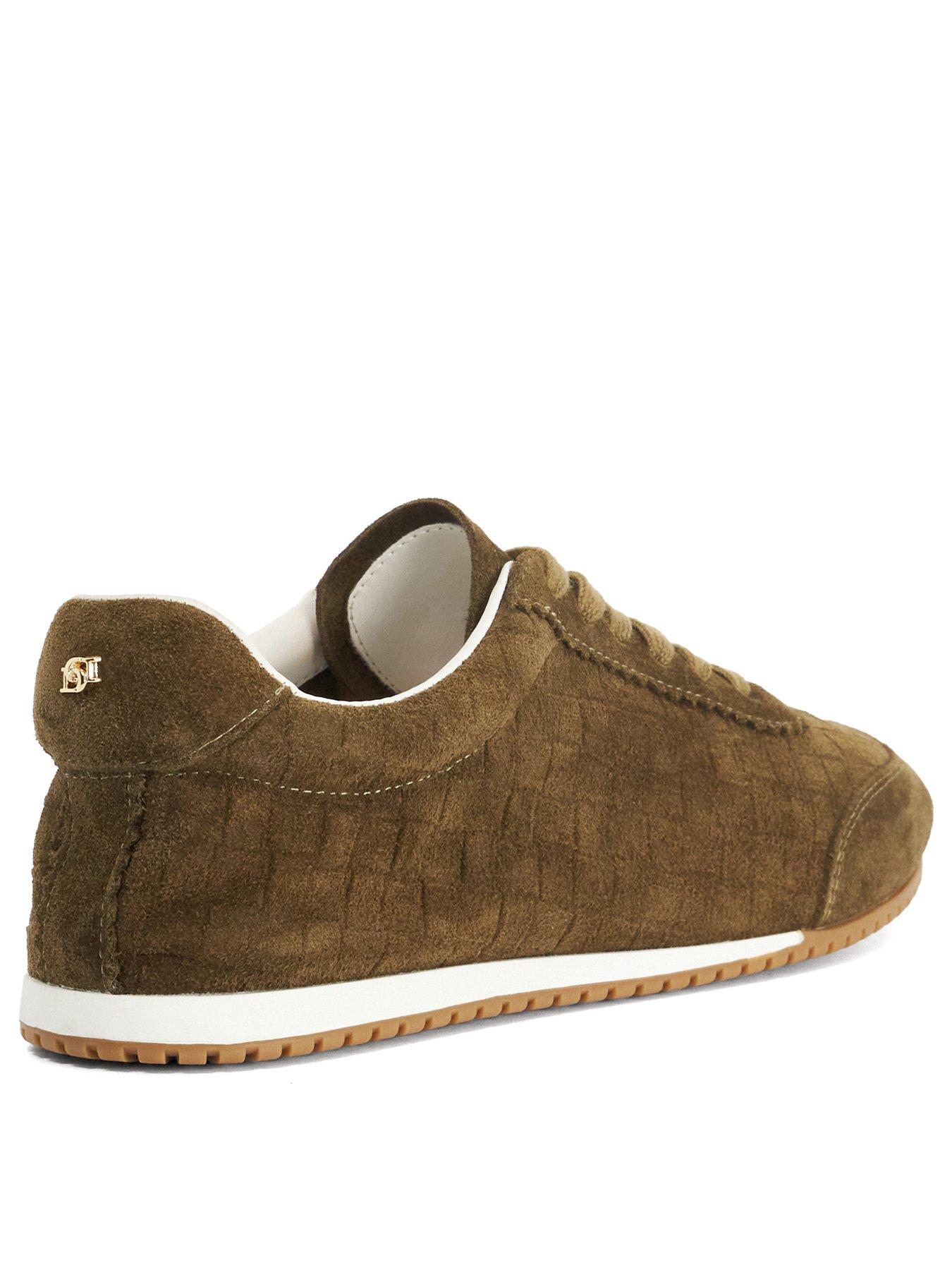 Image 3 of 4 of Dune London Womens Elora Soft-Touch Suedette Lace-Up Low-Profile Trainers - Green