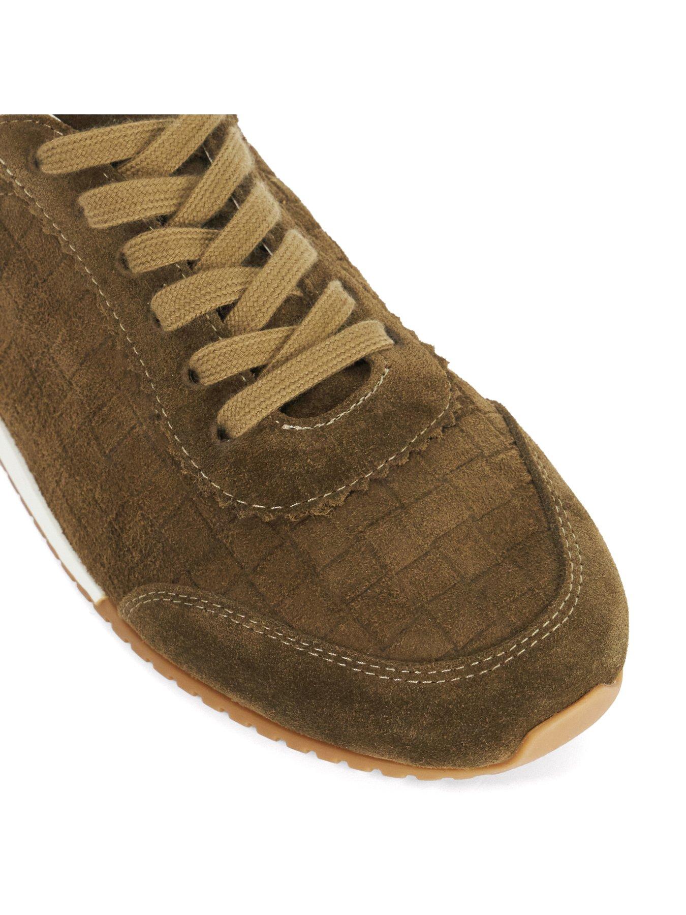 Image 4 of 4 of Dune London Womens Elora Soft-Touch Suedette Lace-Up Low-Profile Trainers - Green