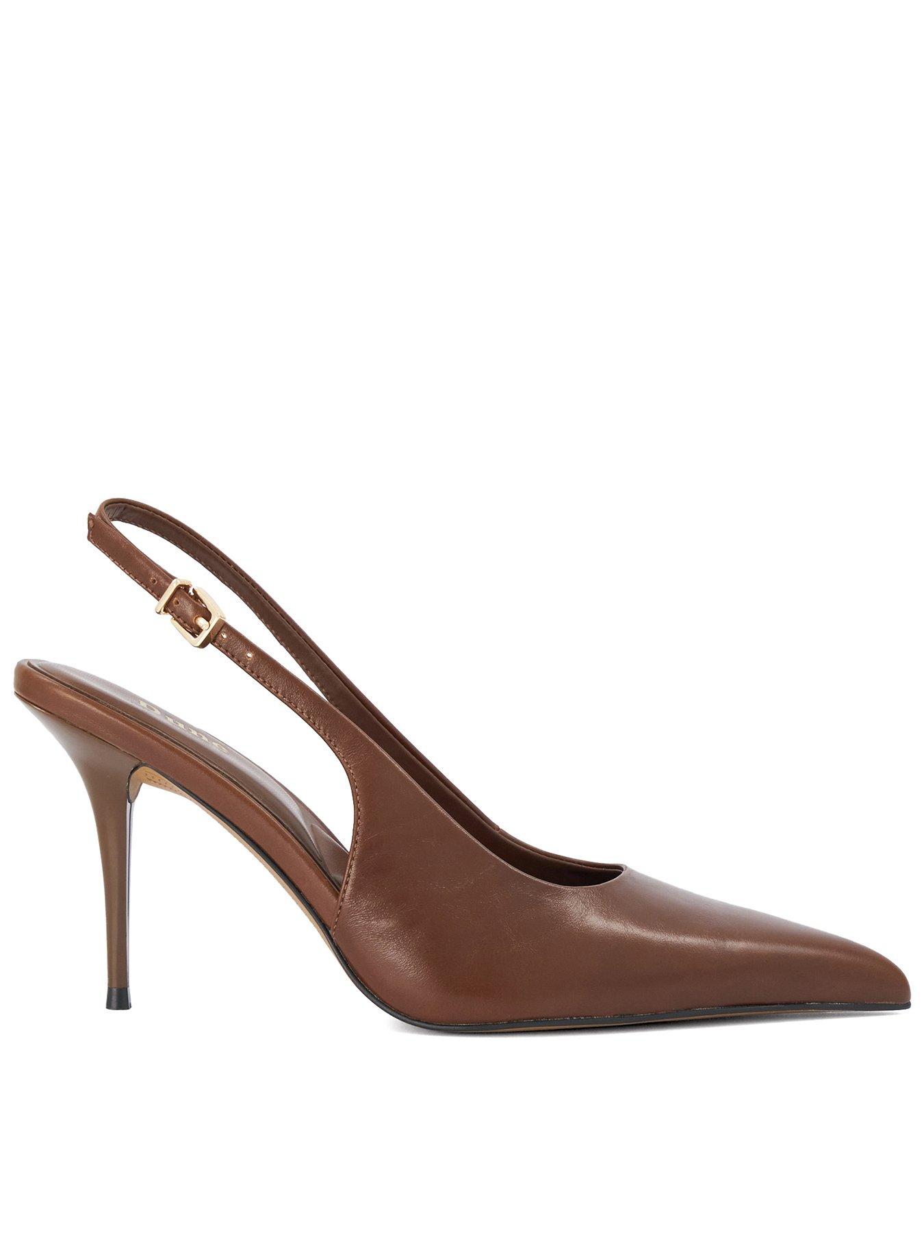 Image 1 of 5 of Dune London Womens Cai Pointed Toe Stiletto Slingback Shoes - Dark Tan