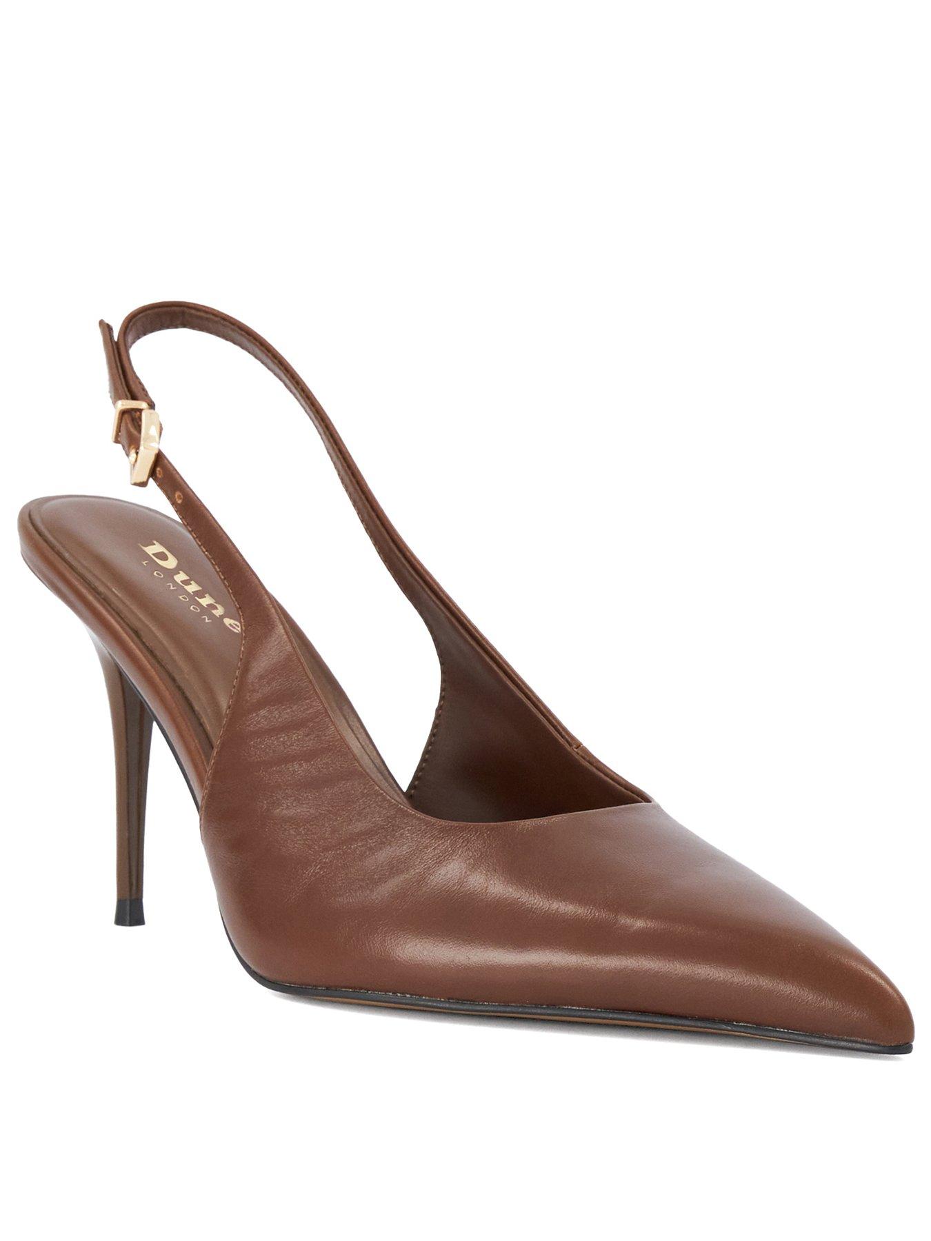 Image 2 of 5 of Dune London Womens Cai Pointed Toe Stiletto Slingback Shoes - Dark Tan