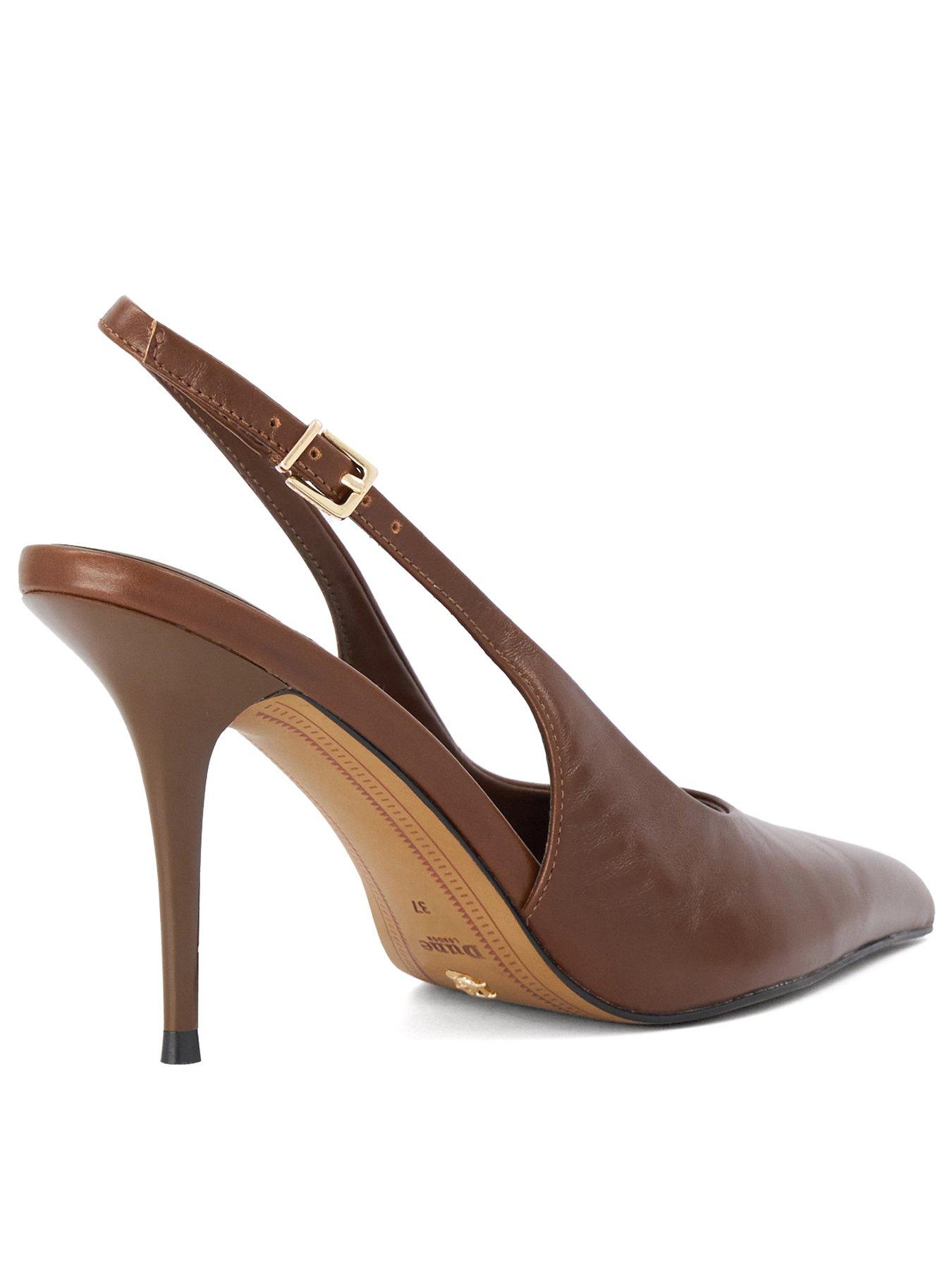 Image 3 of 5 of Dune London Womens Cai Pointed Toe Stiletto Slingback Shoes - Dark Tan