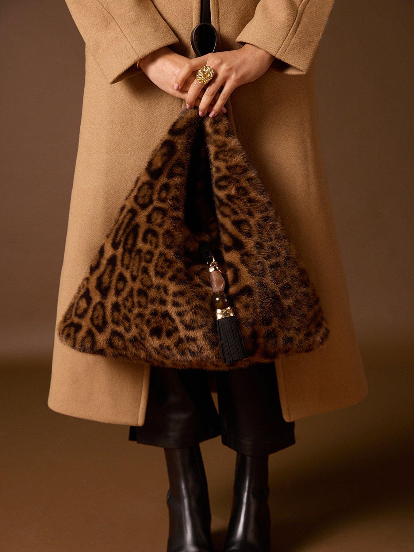 Image 6 of 6 of Luella Grey Pandora Slouch Hobo - Leopard Faux Fur