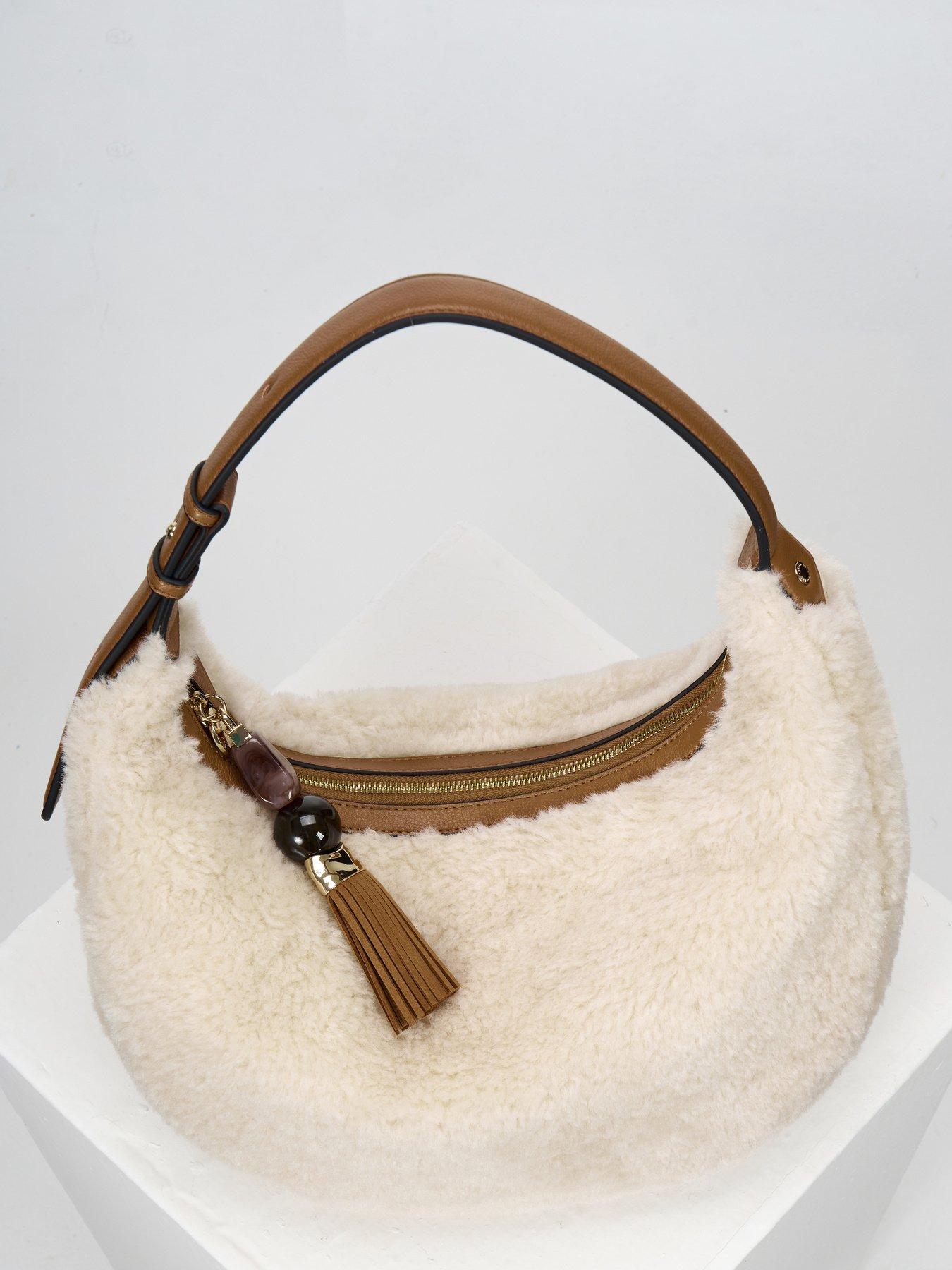 Image 4 of 6 of Luella Grey Theodora Scoop Hobo - Ecru Borg