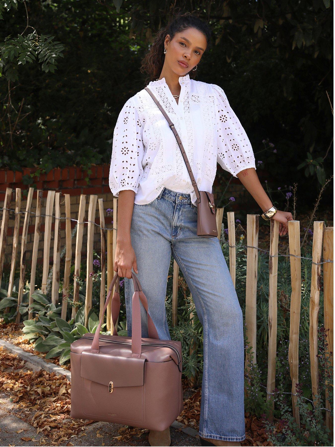 Luella Grey Womens Cressida Zip-Top Faux Leather Overnight Holdall, Brown, Women
