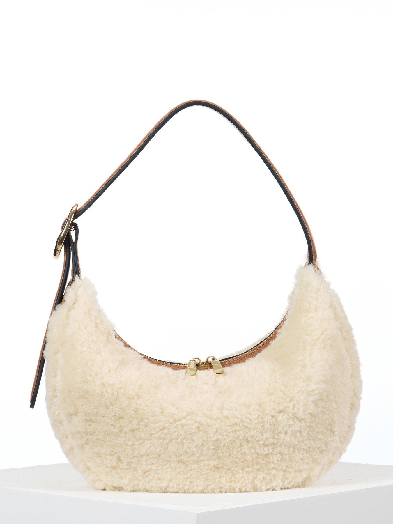 Image 2 of 6 of Luella Grey Blythe Scoop Shoulder Bag - Ecru Borg