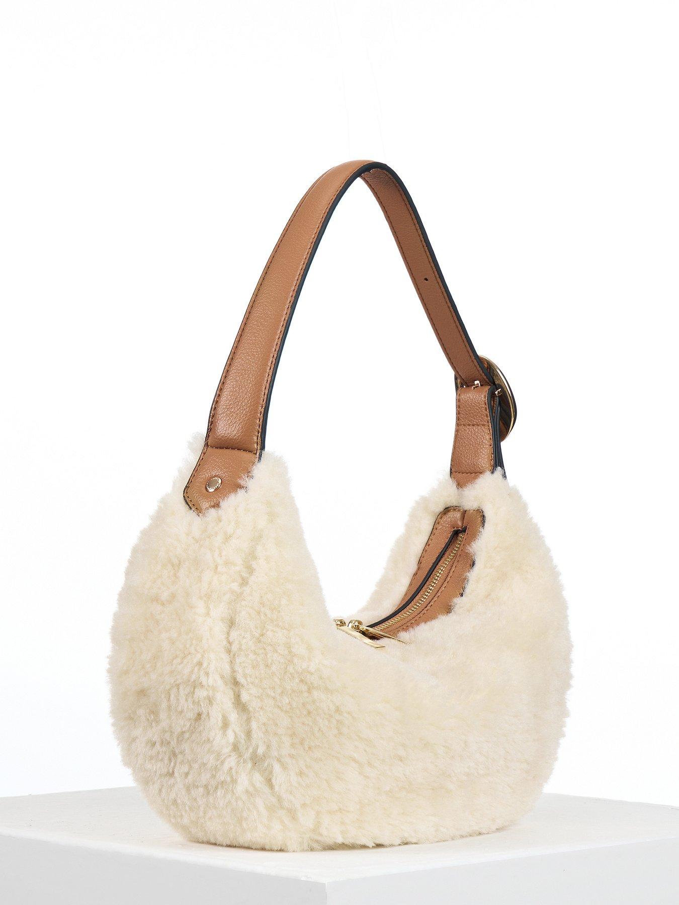 Image 3 of 6 of Luella Grey Blythe Scoop Shoulder Bag - Ecru Borg