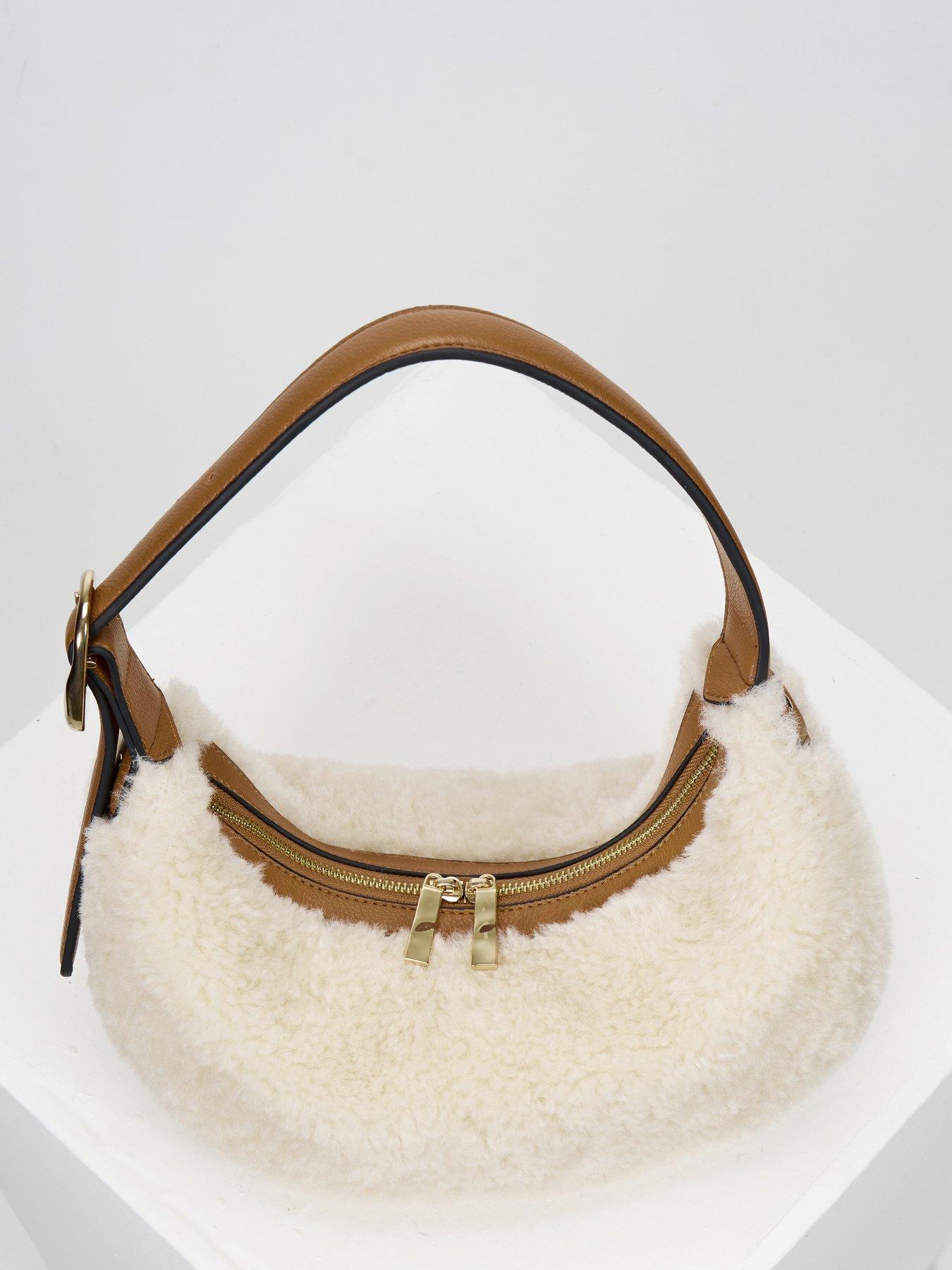 Image 4 of 6 of Luella Grey Blythe Scoop Shoulder Bag - Ecru Borg