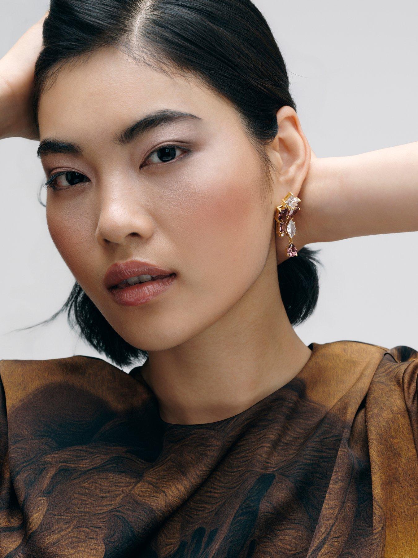 Image 4 of 7 of Cerene LUMA: Statement Crystal Drop Earrings