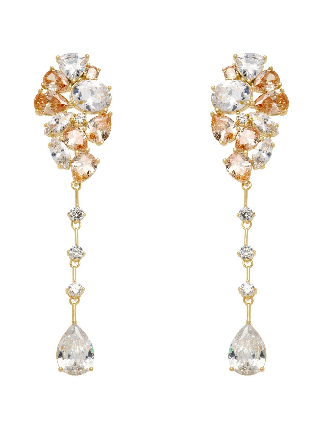Image 2 of 7 of Cerene VIRE: Crystal Cluster Statement Drop Earrings