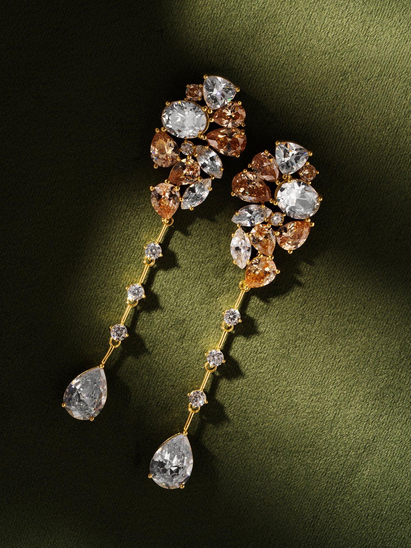 Image 5 of 7 of Cerene VIRE: Crystal Cluster Statement Drop Earrings
