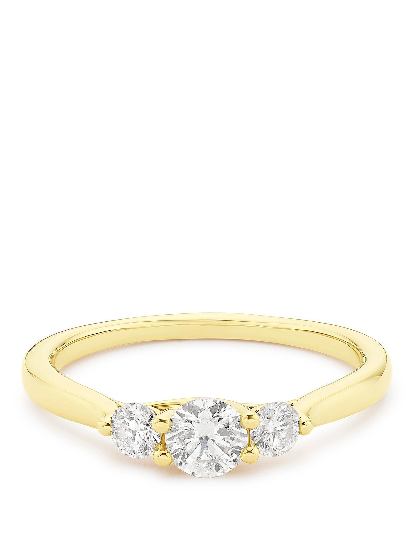 Image 1 of 3 of Ernest Jones Engagement Ring 18ct Yellow Gold Round Trilogy 0.50ct Diamond Ring