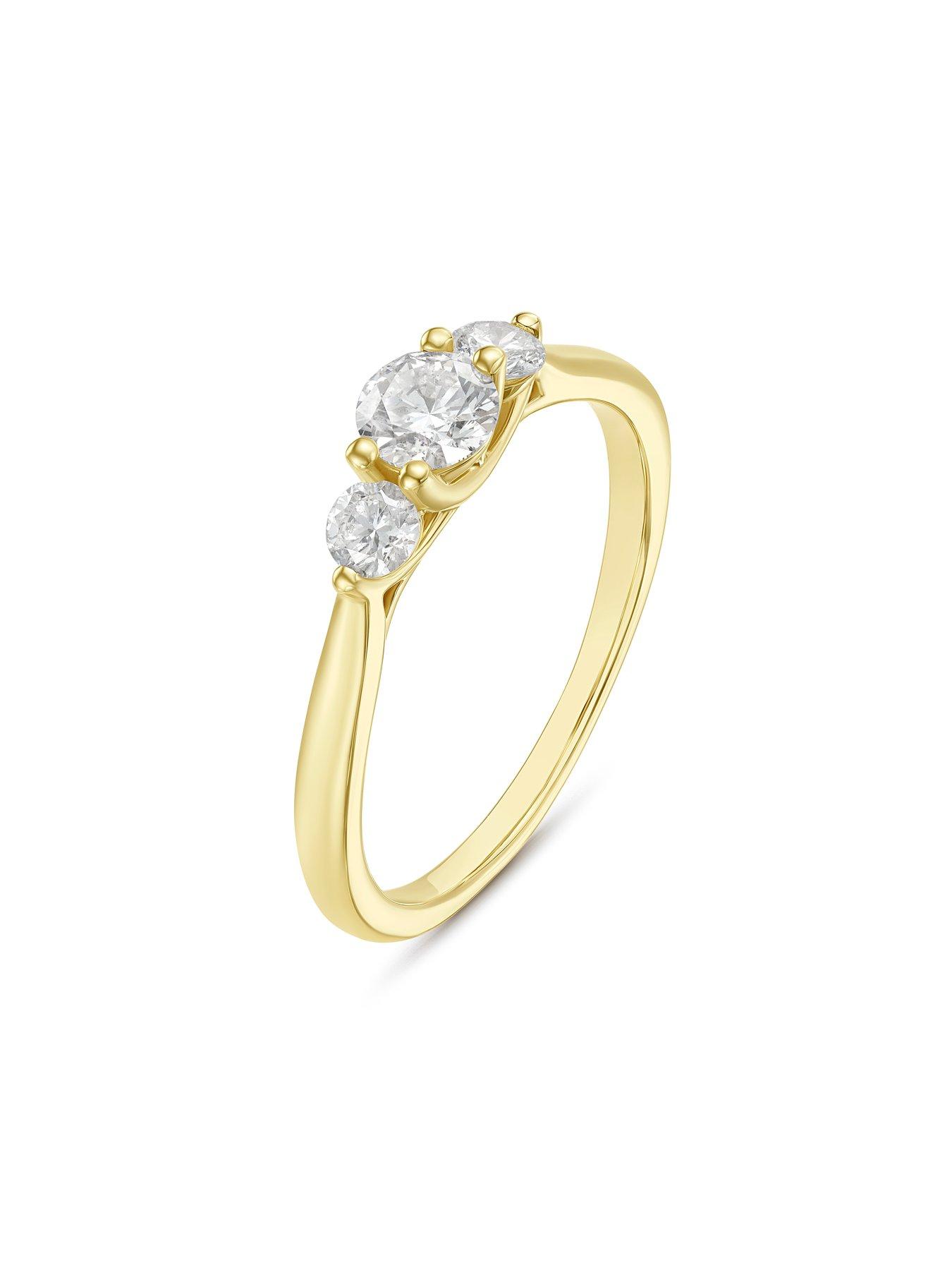 Image 2 of 3 of Ernest Jones Engagement Ring 18ct Yellow Gold Round Trilogy 0.50ct Diamond Ring