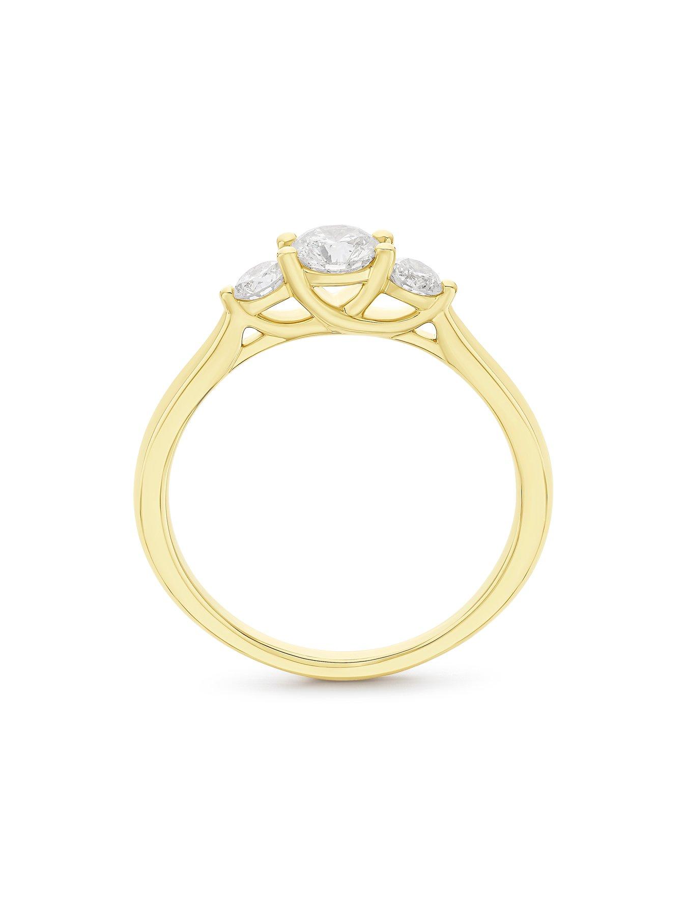 Image 3 of 3 of Ernest Jones Engagement Ring 18ct Yellow Gold Round Trilogy 0.50ct Diamond Ring