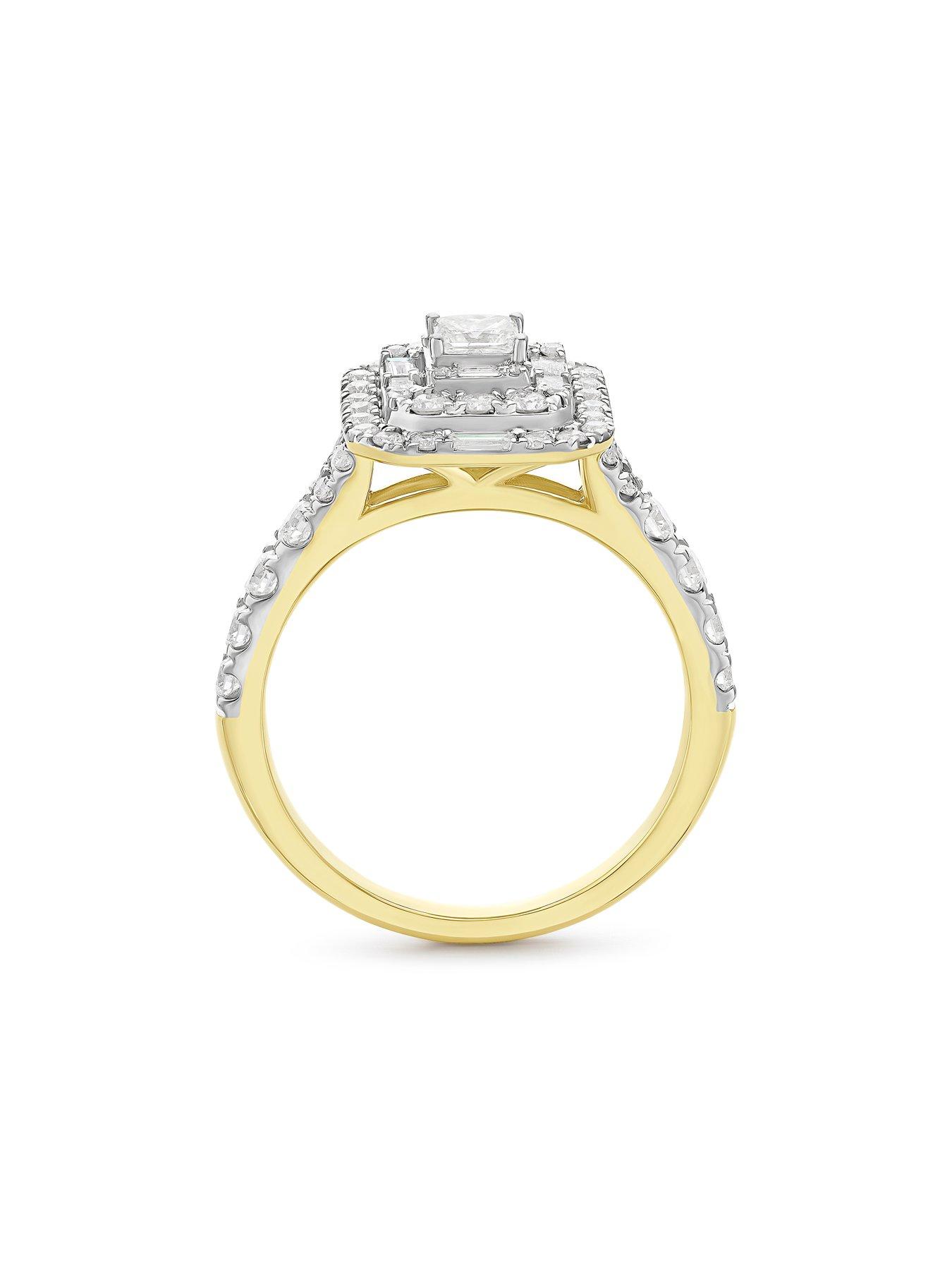 Image 3 of 3 of Ernest Jones Engagement Ring 18ct Yellow Gold Princess Cut & Round Certified Cluster 1ct Diamond Ring