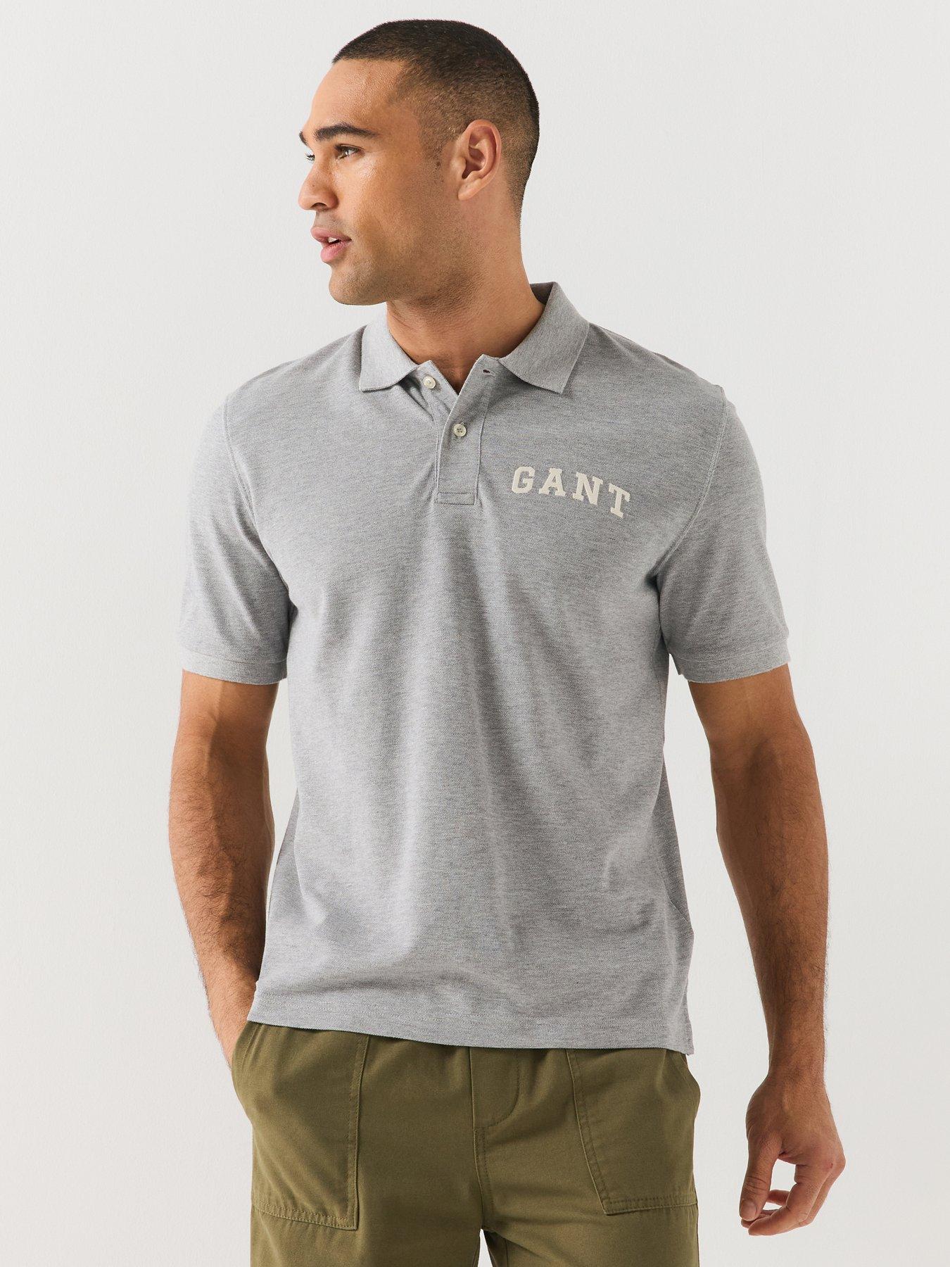 Image 1 of 5 of GANT Mens Graphic Logo Polo Shirt - Grey
