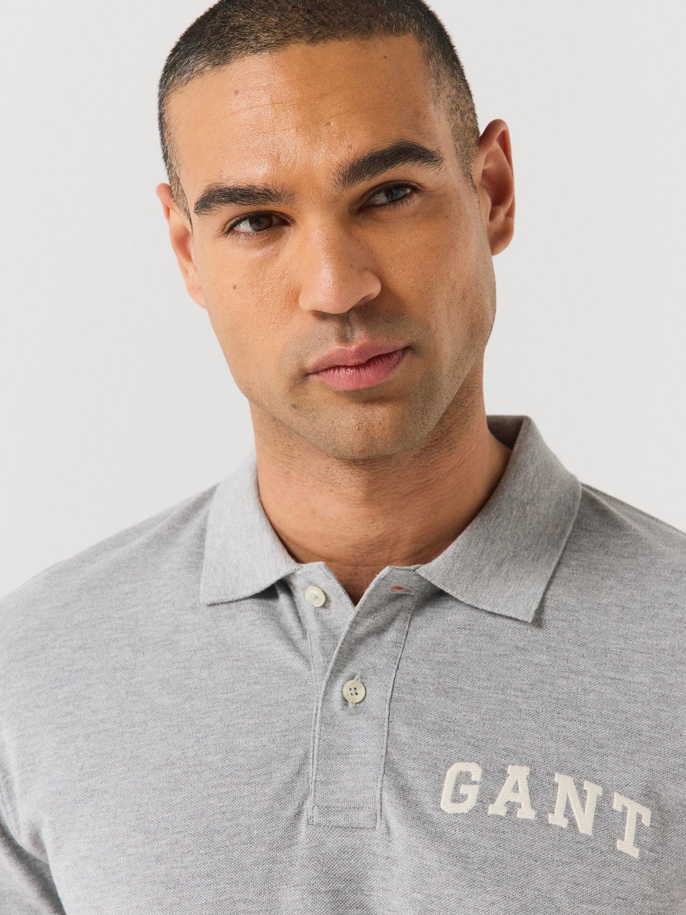 Image 4 of 5 of GANT Mens Graphic Logo Polo Shirt - Grey