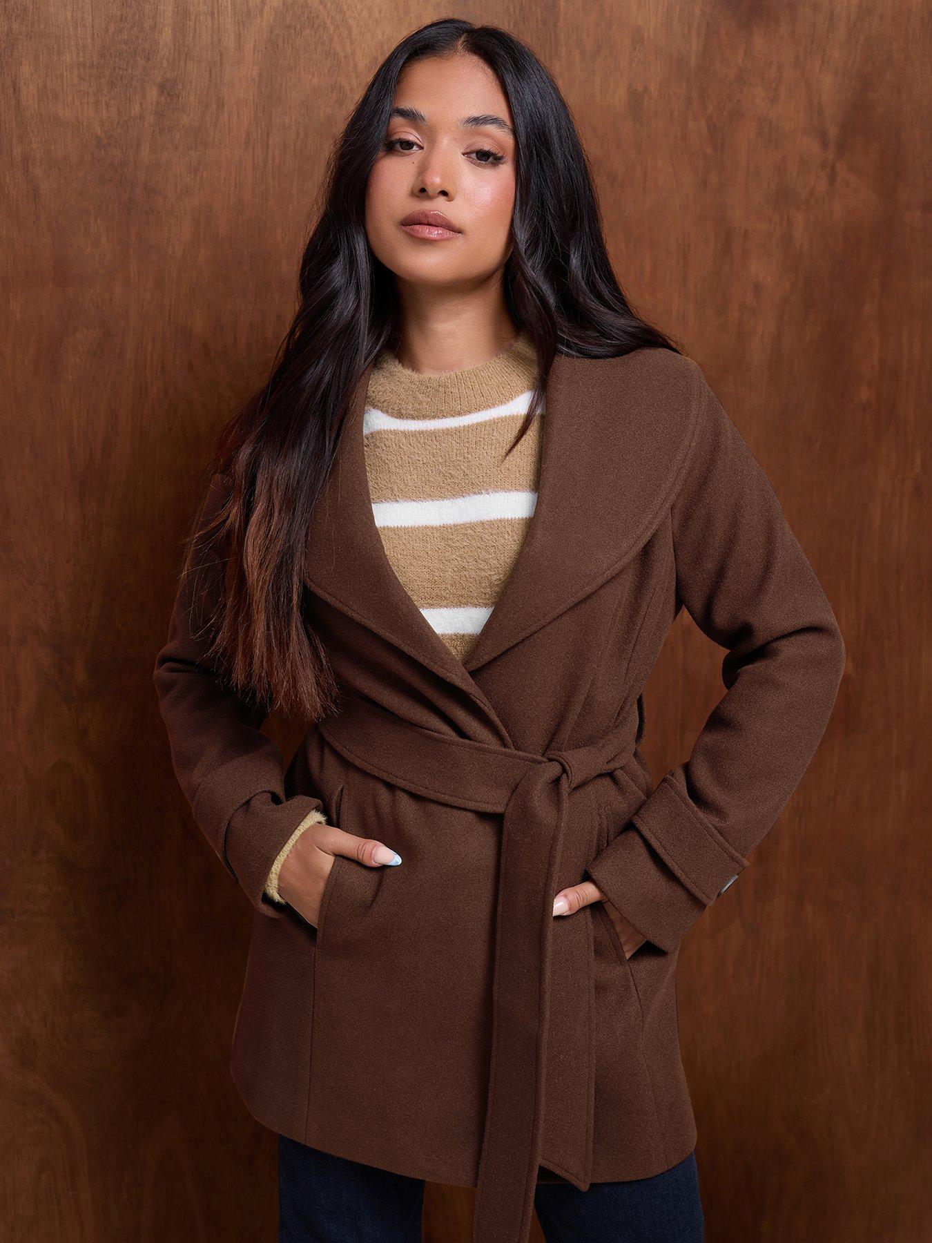 Image 1 of 4 of M&Co Petite Petite Belted Midi Coat