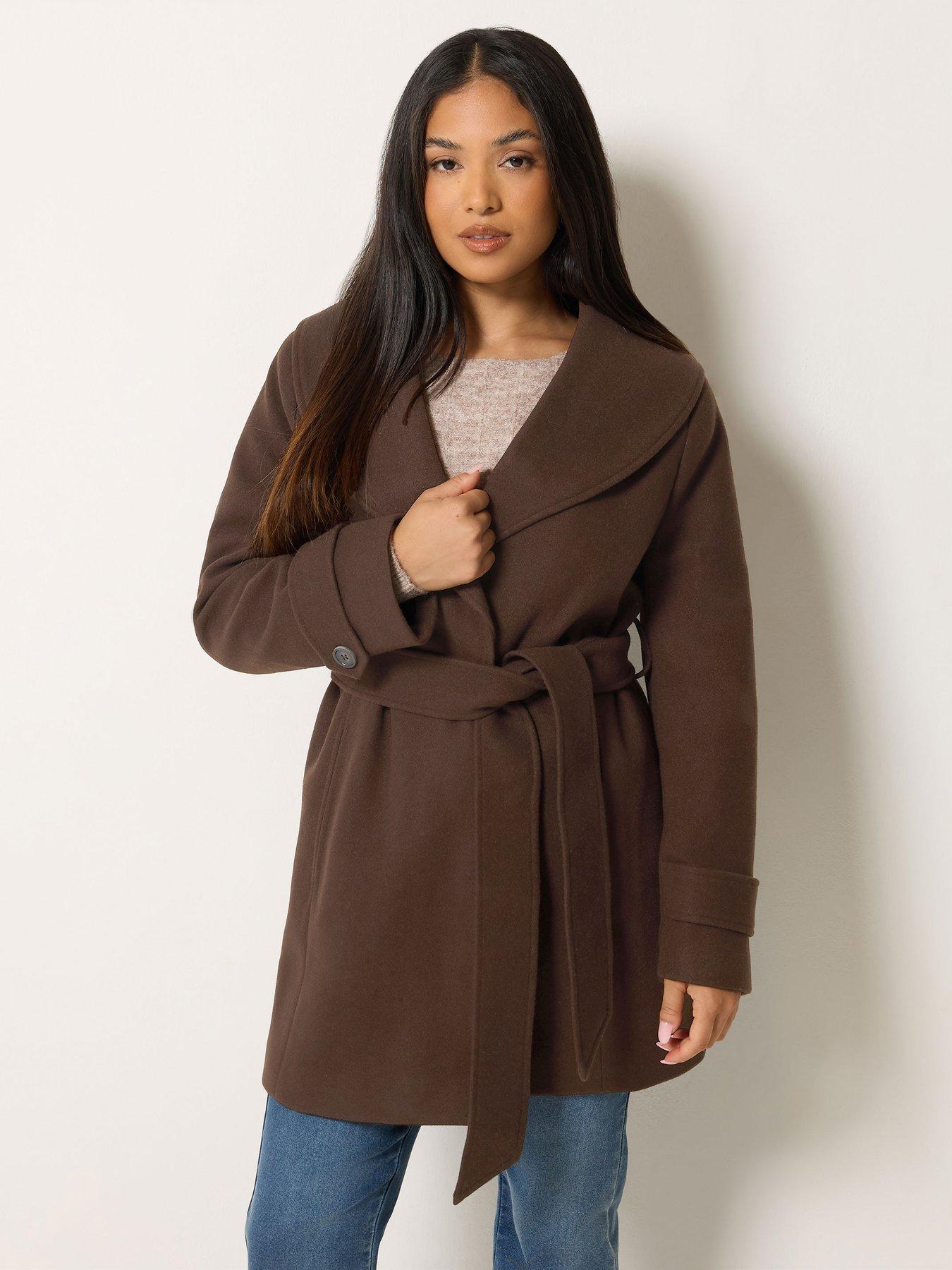 Image 4 of 4 of M&Co Petite Petite Belted Midi Coat