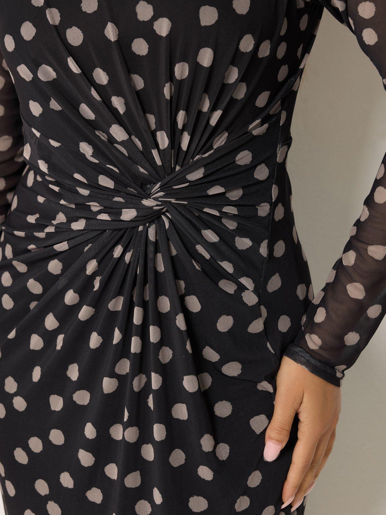 Image 4 of 4 of M&Co Petite Petite Polka Dot Side Twist Maxi Dress