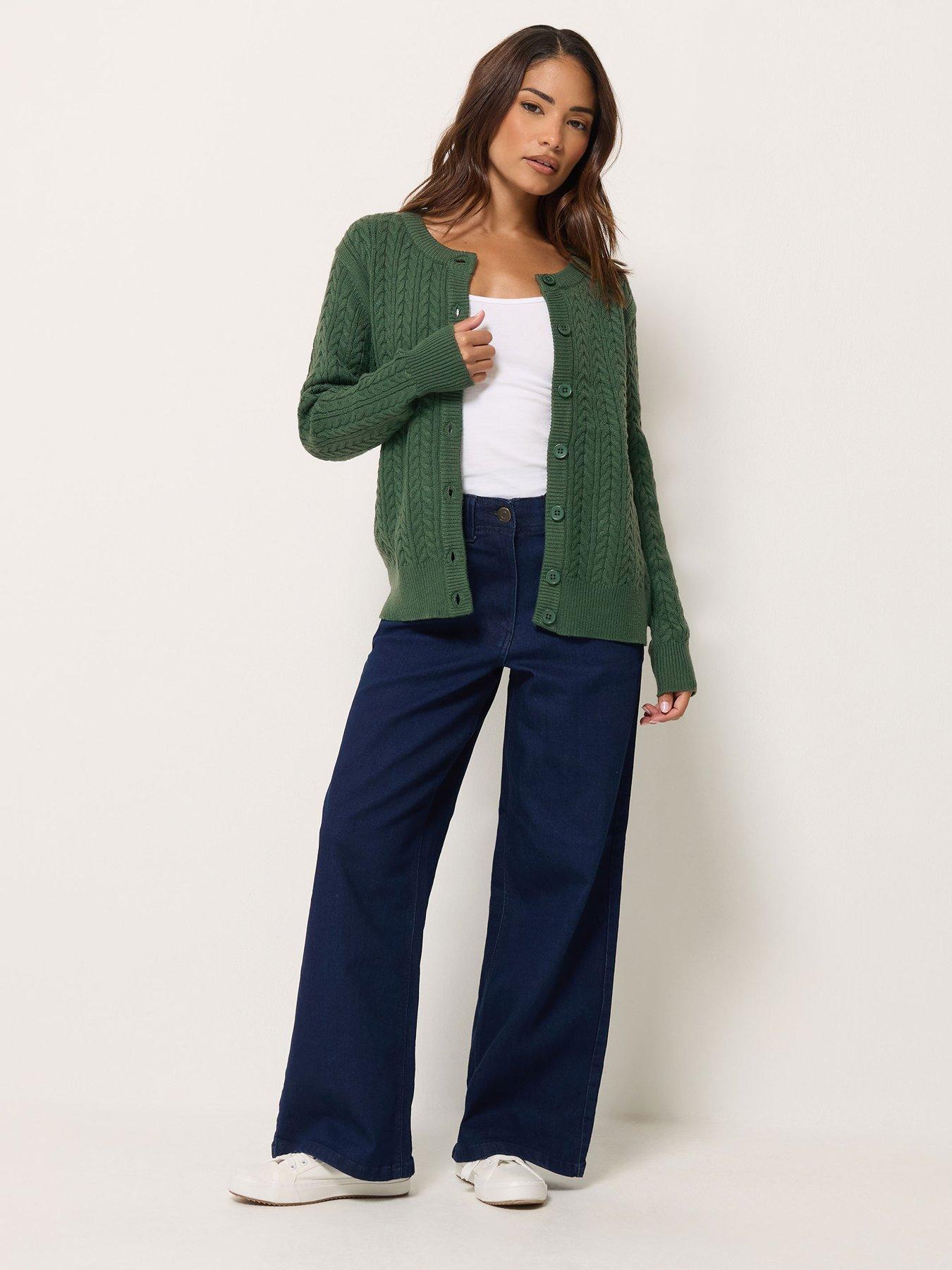 Image 3 of 4 of M&Co Petite Petite Cable Knit Cardigan
