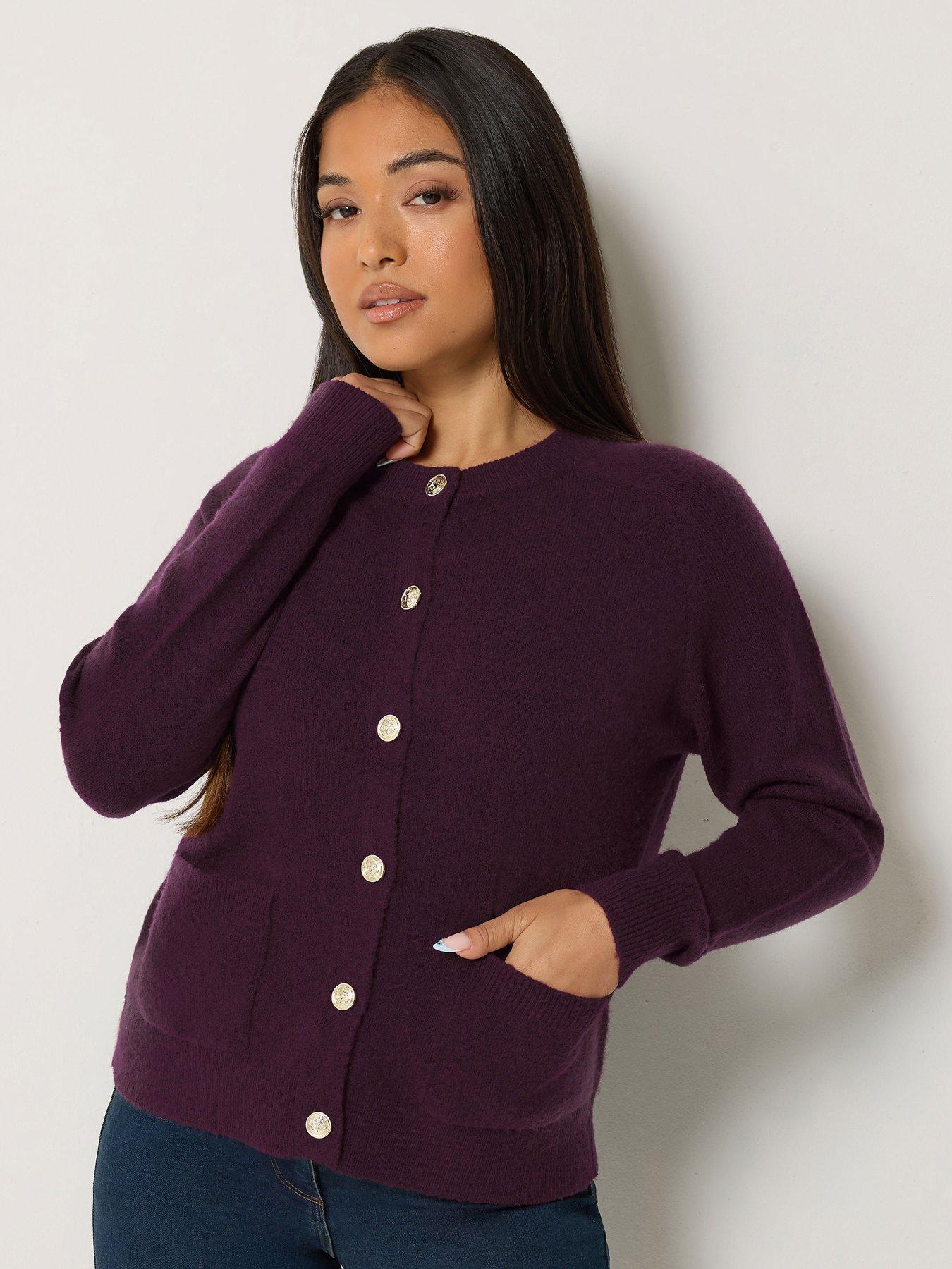 Image 1 of 3 of M&Co Petite Petite Button Detail Cardigan