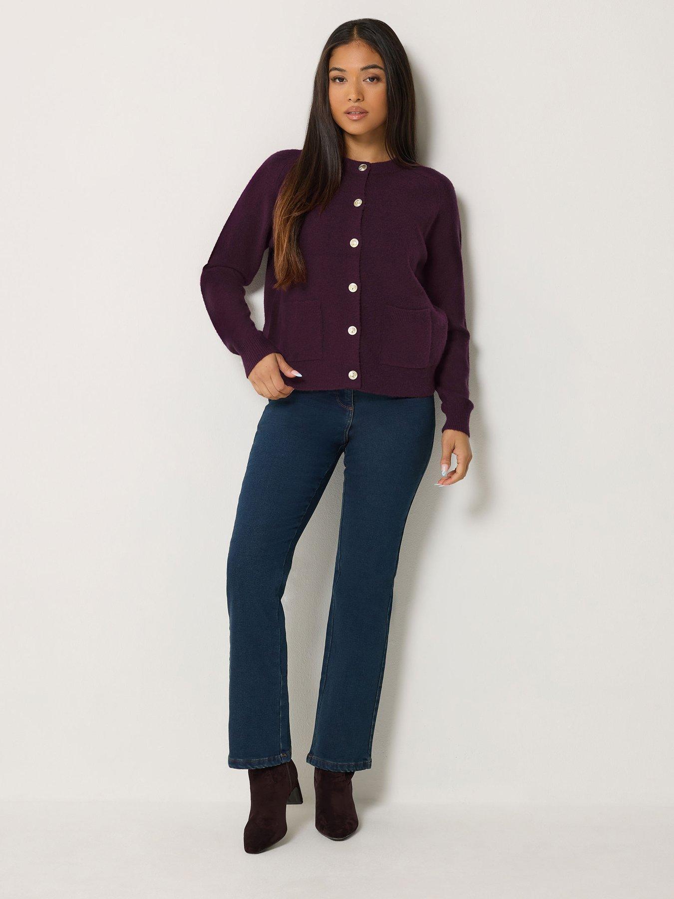 Image 3 of 3 of M&Co Petite Petite Button Detail Cardigan