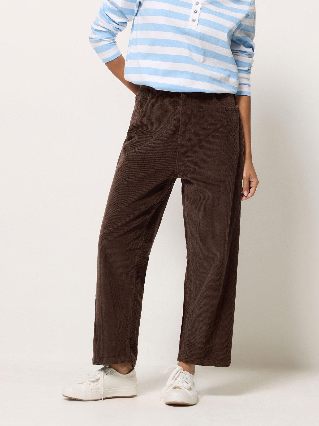 Image 1 of 4 of M&Co Petite Petite Corduroy Barrel Leg Trouser 27"