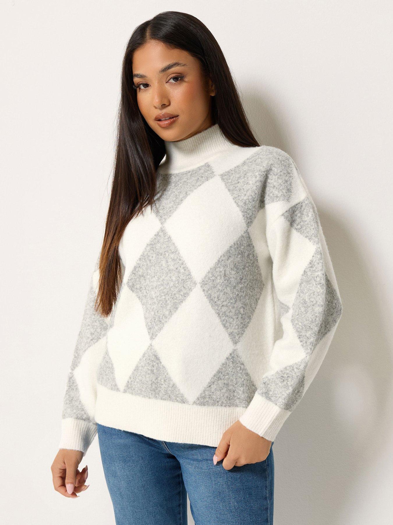 Image 1 of 4 of M&Co Petite Petite Argyle Jumper