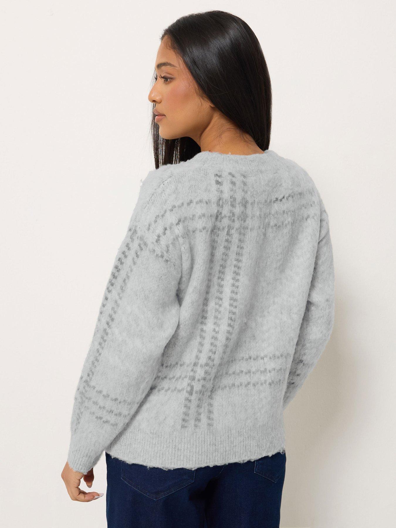Image 2 of 4 of M&Co Petite Petite Fluffy Check Jumper