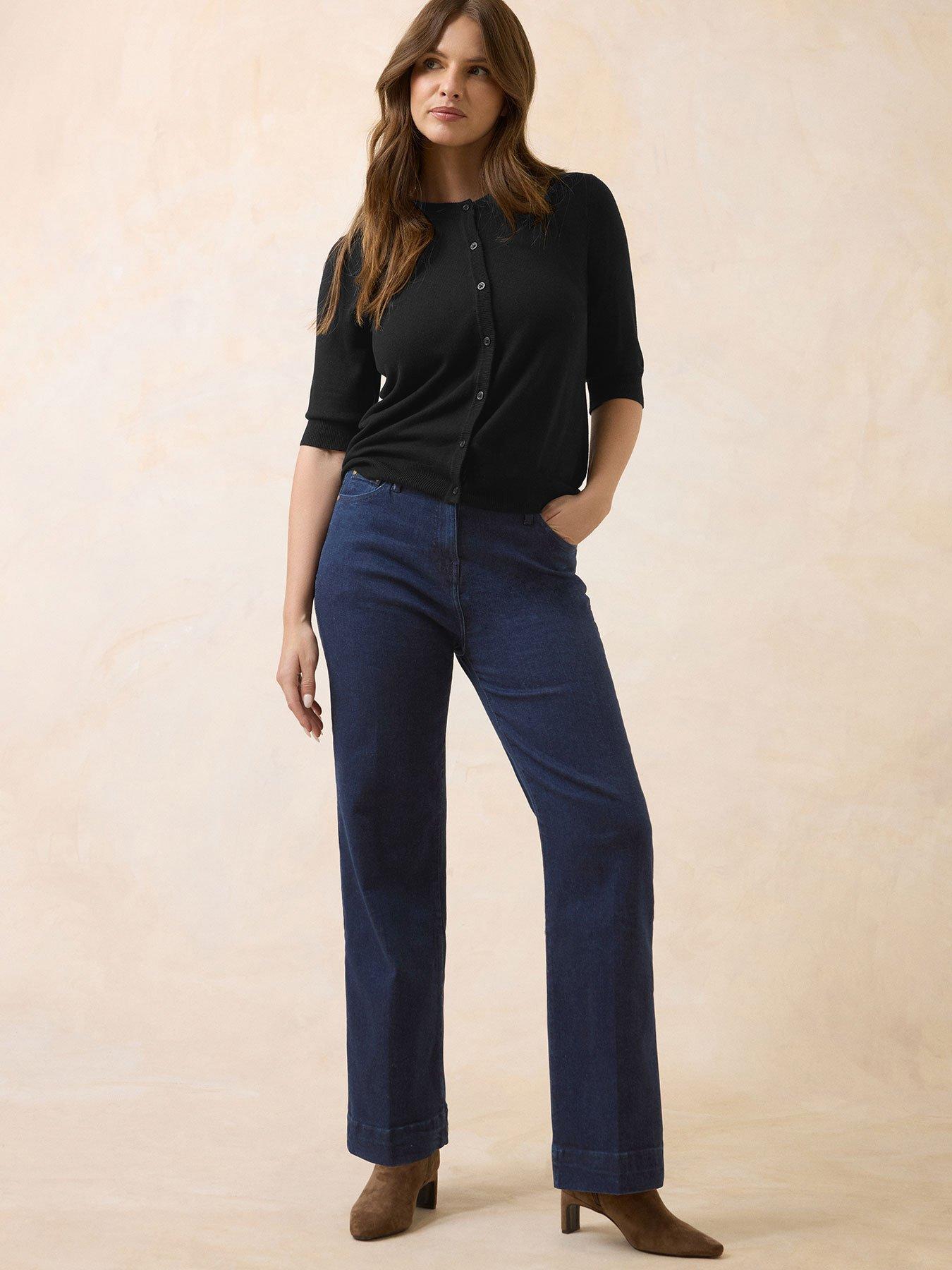 Image 1 of 4 of M&Co Petite Petite Dark Indigo Flare Jean 27"