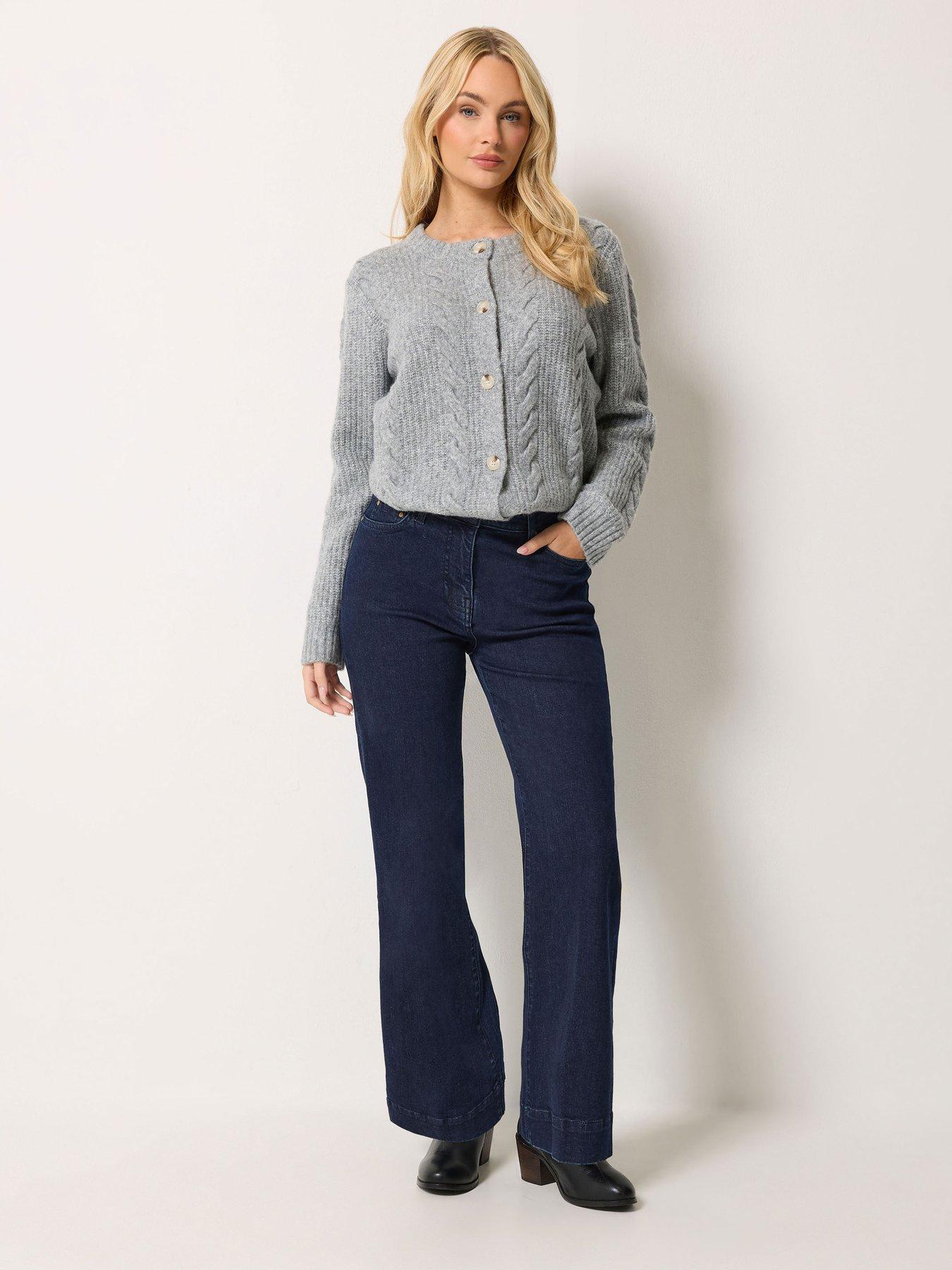 Image 3 of 4 of M&Co Petite Petite Dark Indigo Flare Jean 27"