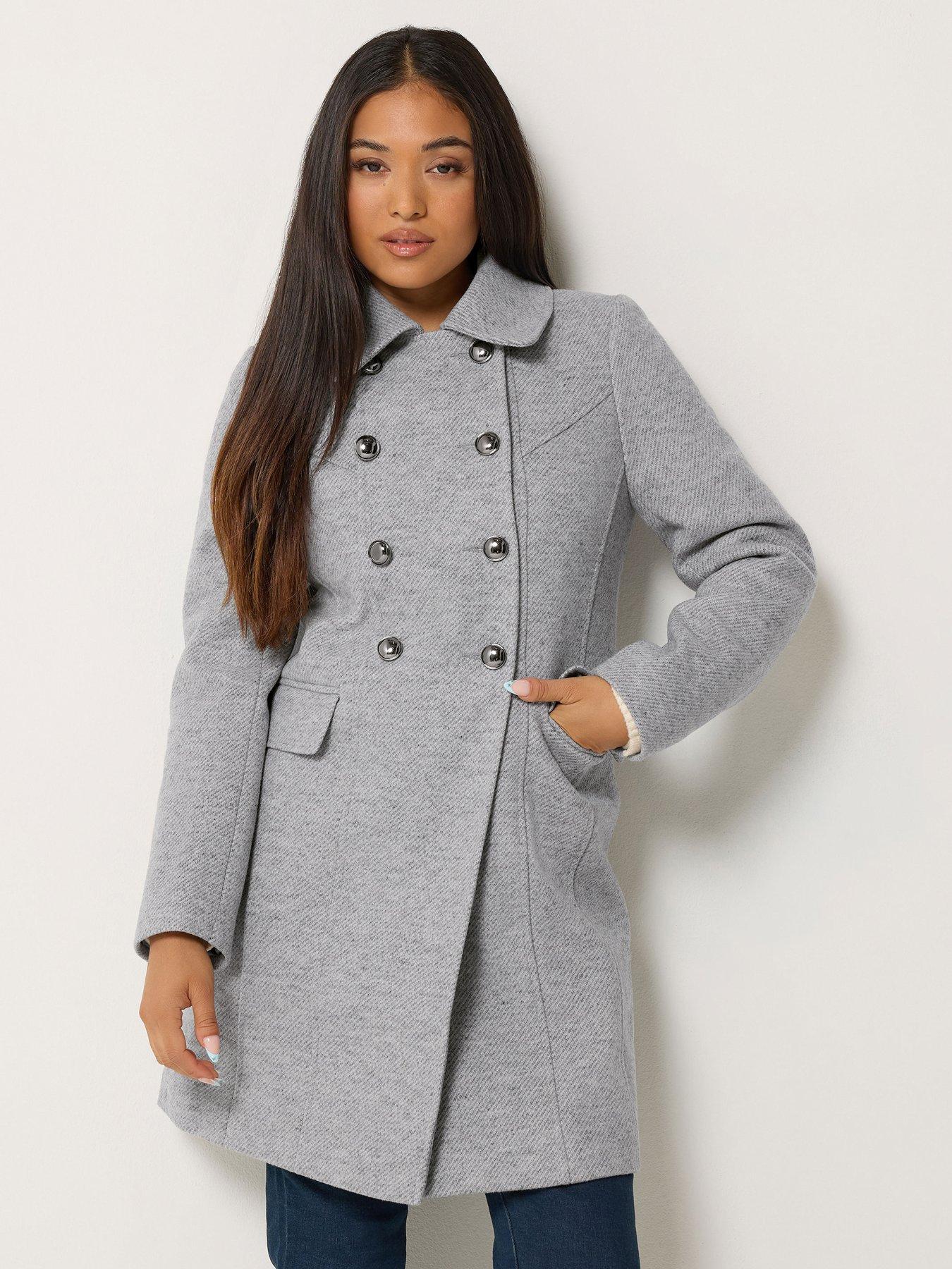 Image 1 of 4 of M&Co Petite Petite Military Midi Coat