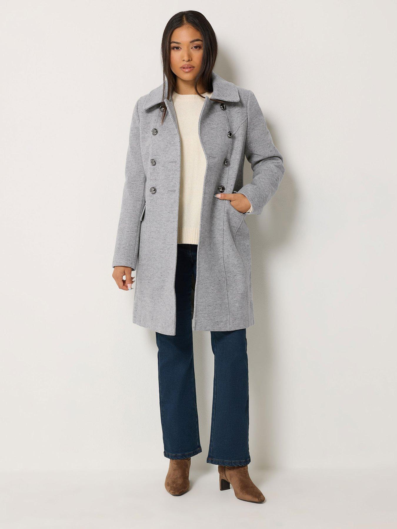 Image 3 of 4 of M&Co Petite Petite Military Midi Coat