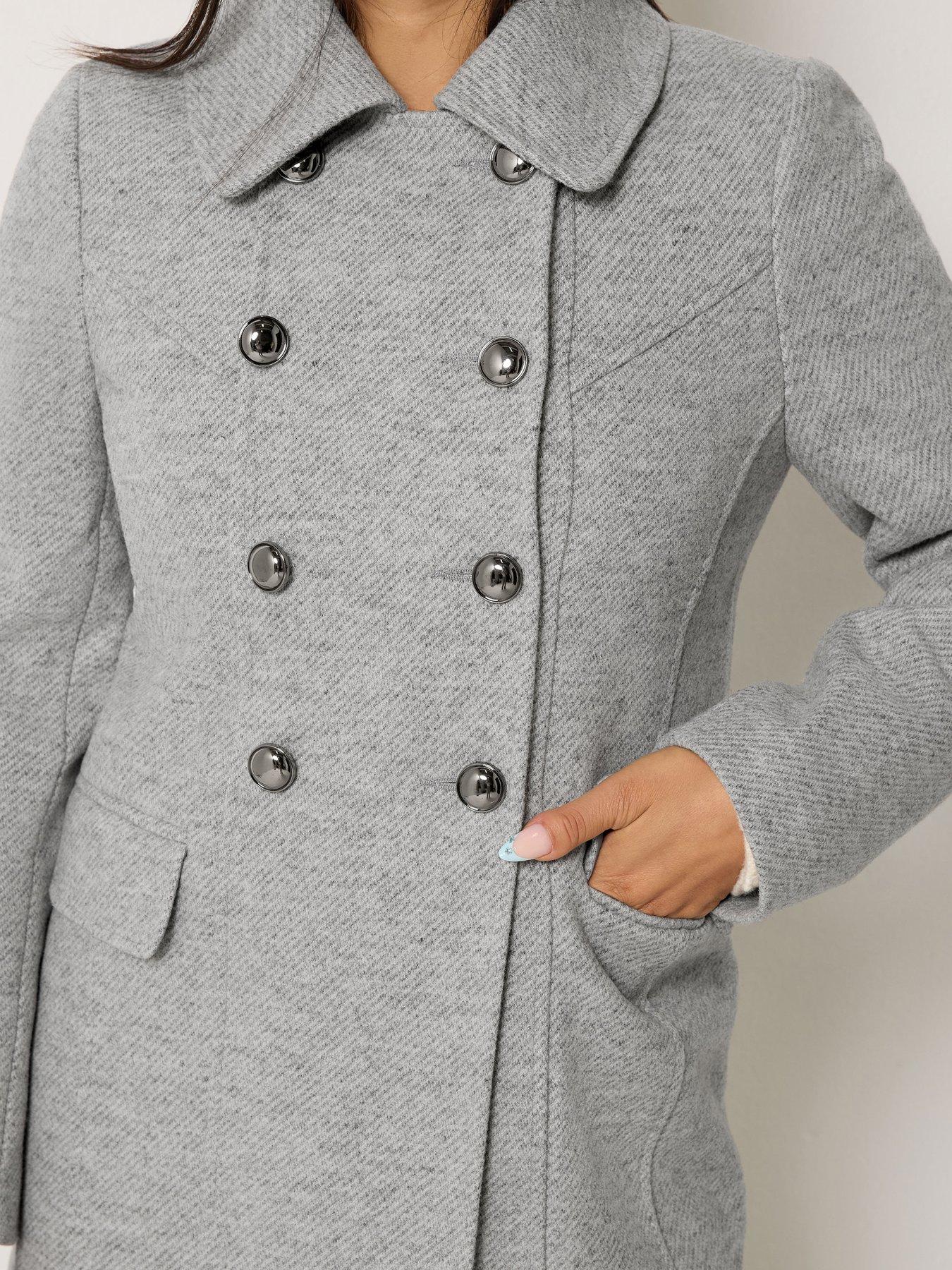 Image 4 of 4 of M&Co Petite Petite Military Midi Coat