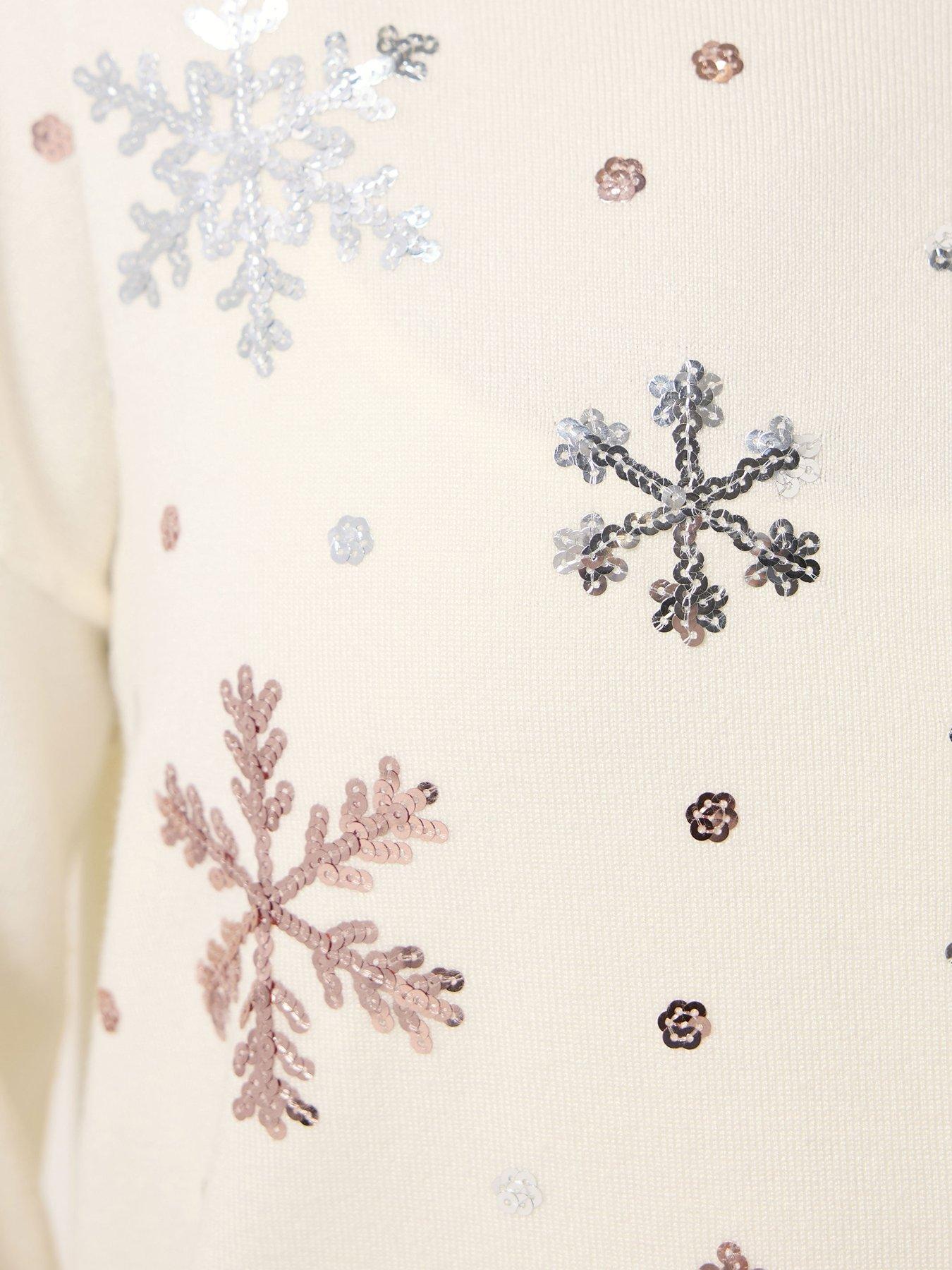 Image 4 of 4 of M&Co Petite Petite Sequin Snowflake Christmas Jumper