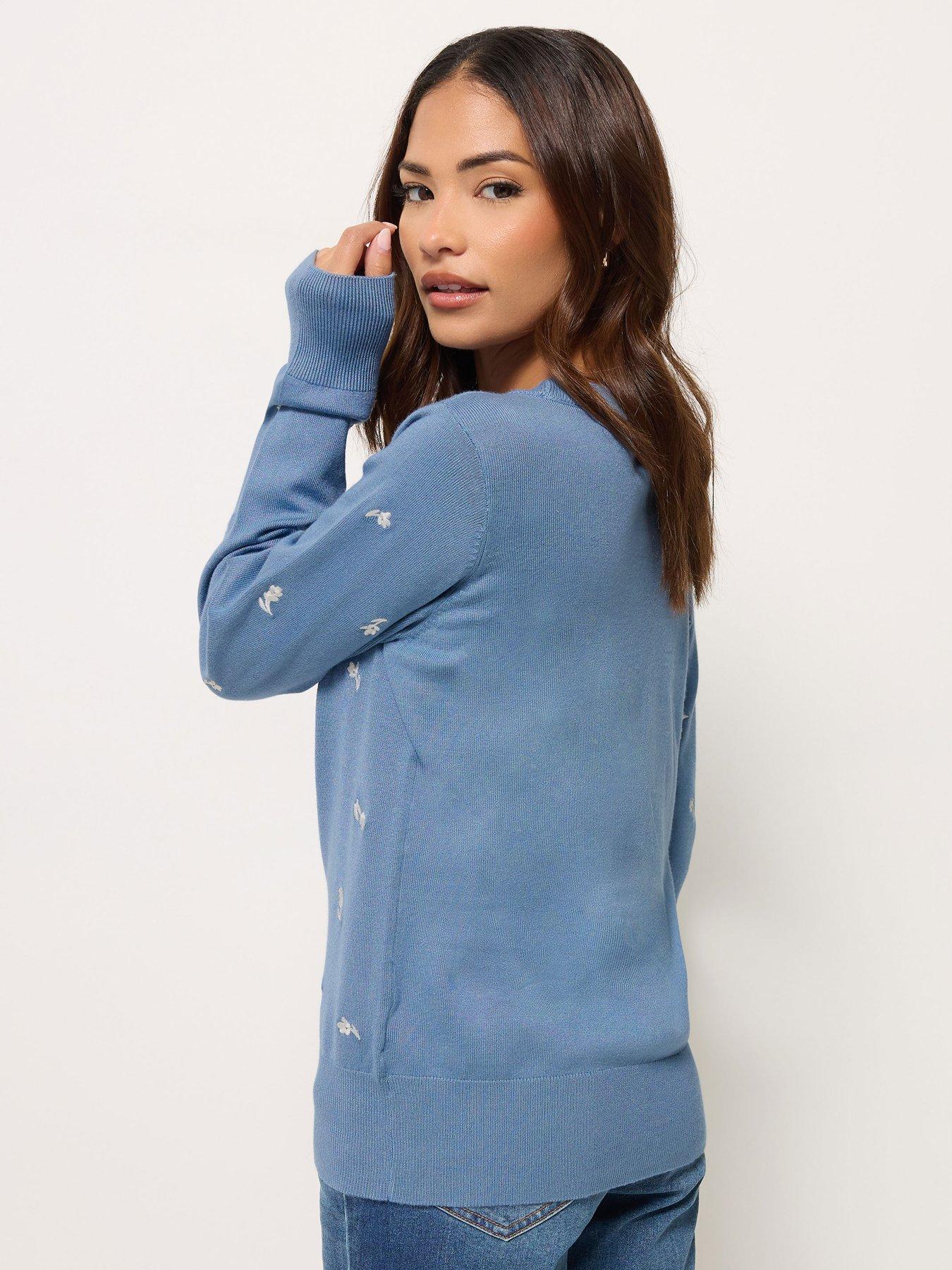 Image 2 of 4 of M&Co Petite Petite Ditsy Floral Embroidered Jumper