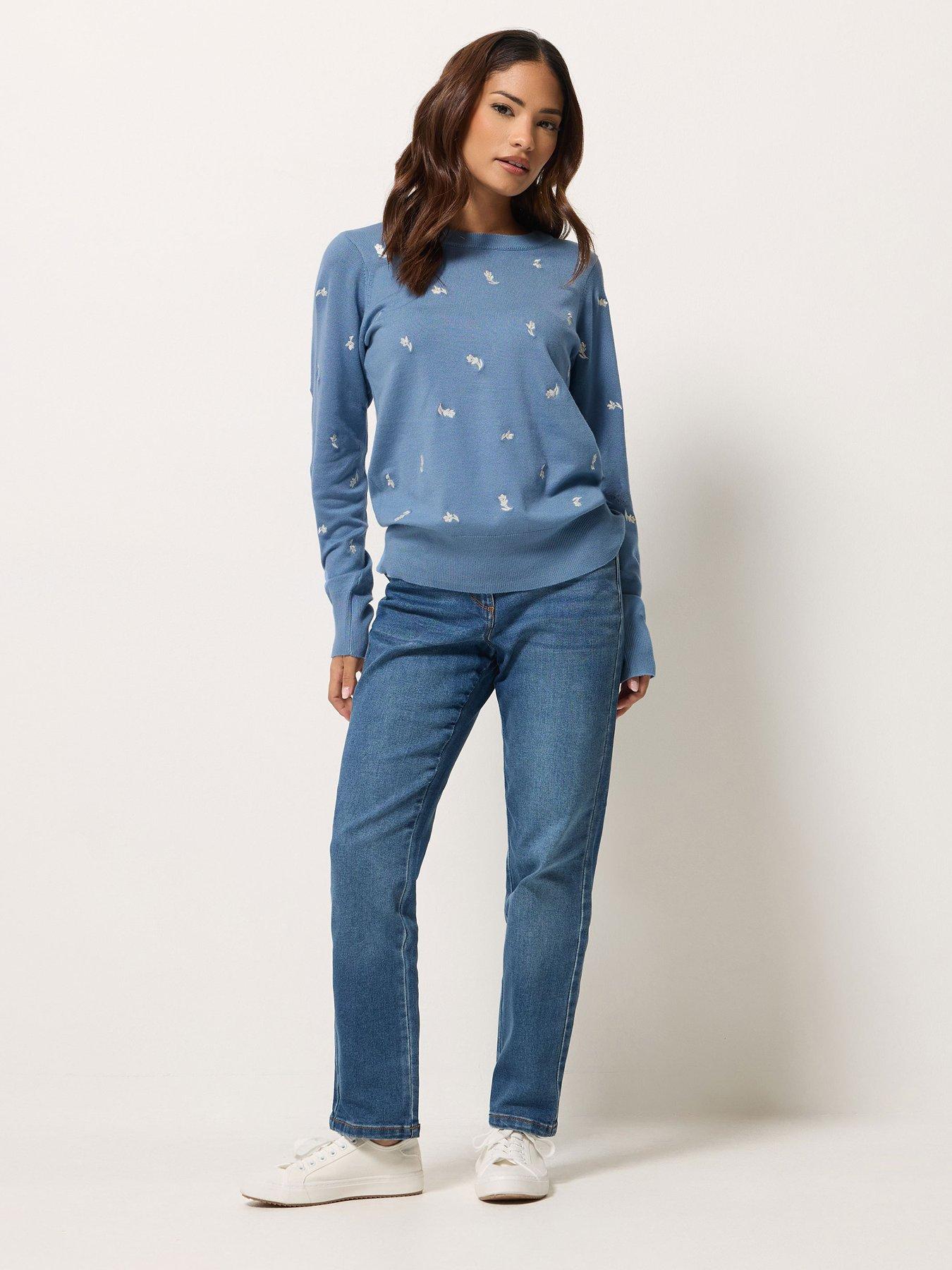 Image 3 of 4 of M&Co Petite Petite Ditsy Floral Embroidered Jumper