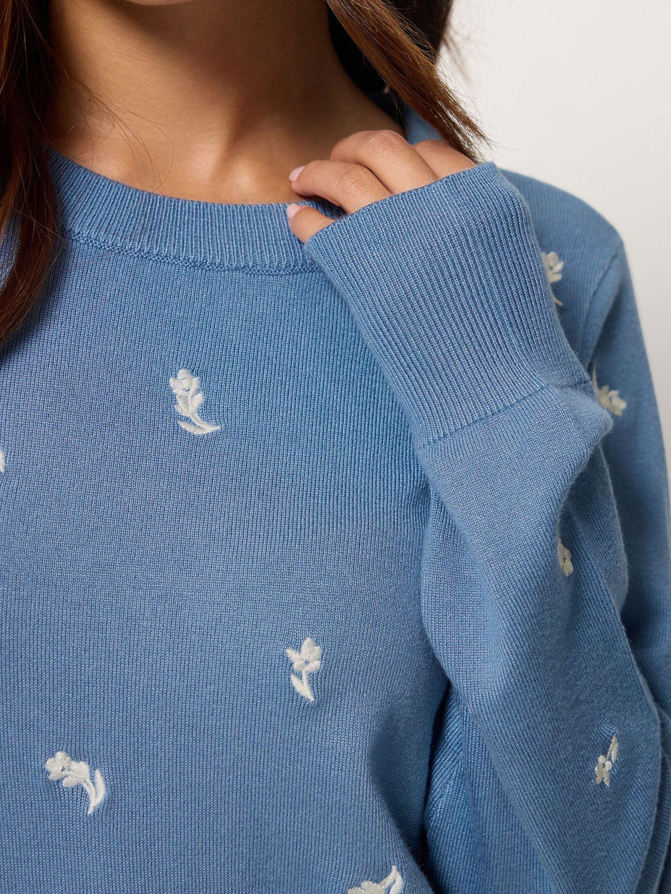 Image 4 of 4 of M&Co Petite Petite Ditsy Floral Embroidered Jumper