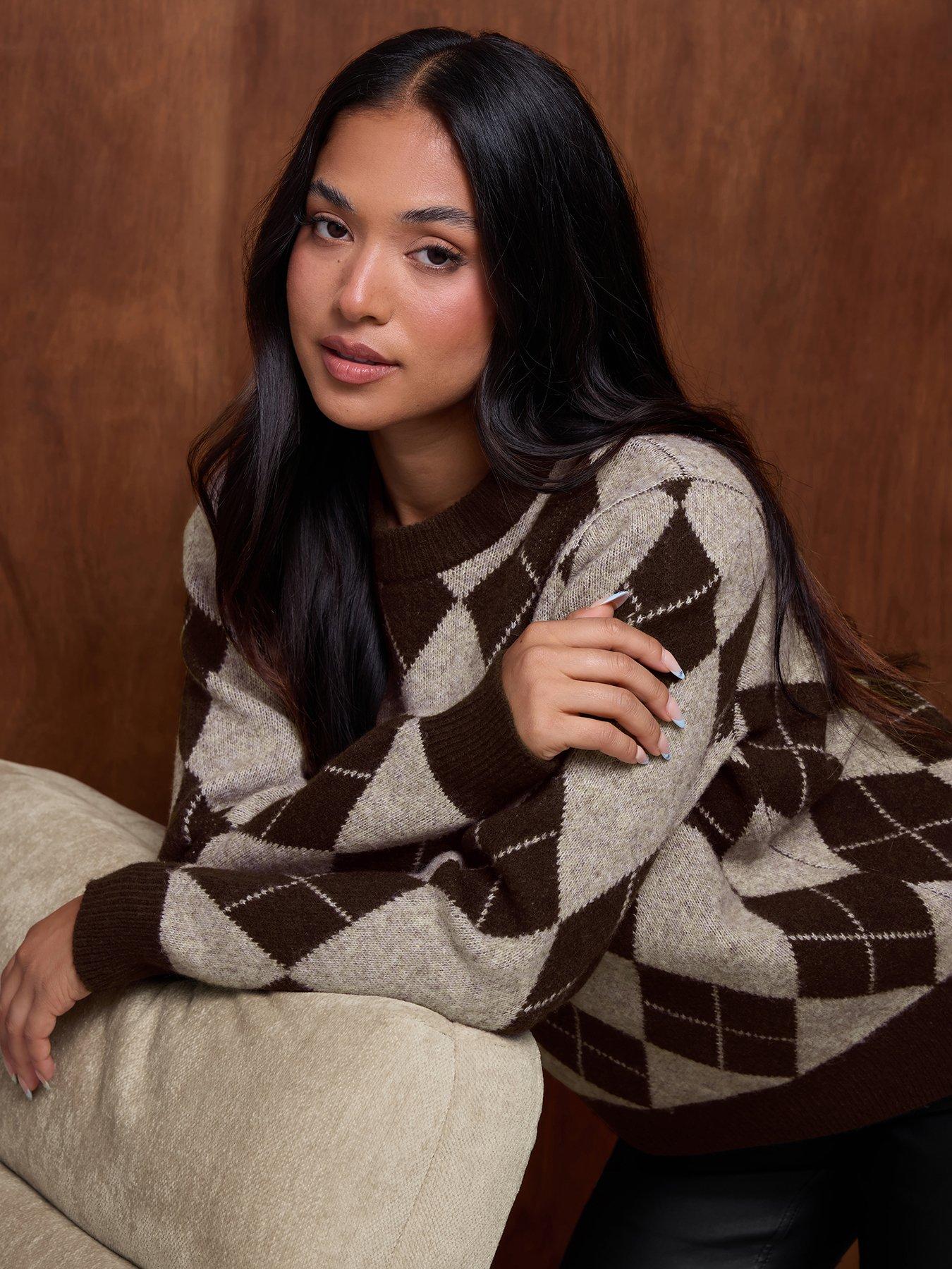 Image 1 of 4 of M&Co Petite Petite Argyle Jumper