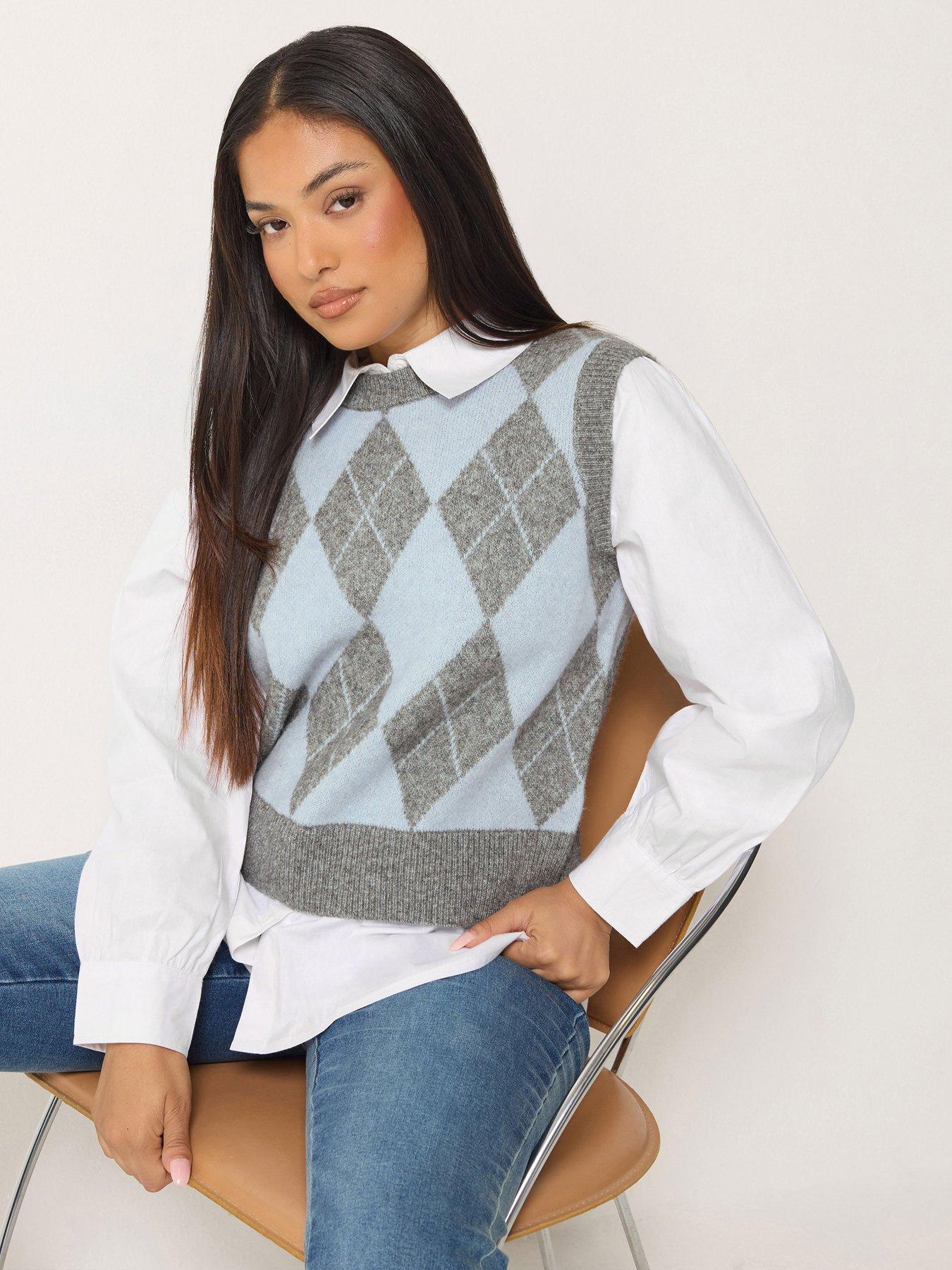 Image 1 of 4 of M&Co Petite Petite Argyle 2 In 1 Jumper