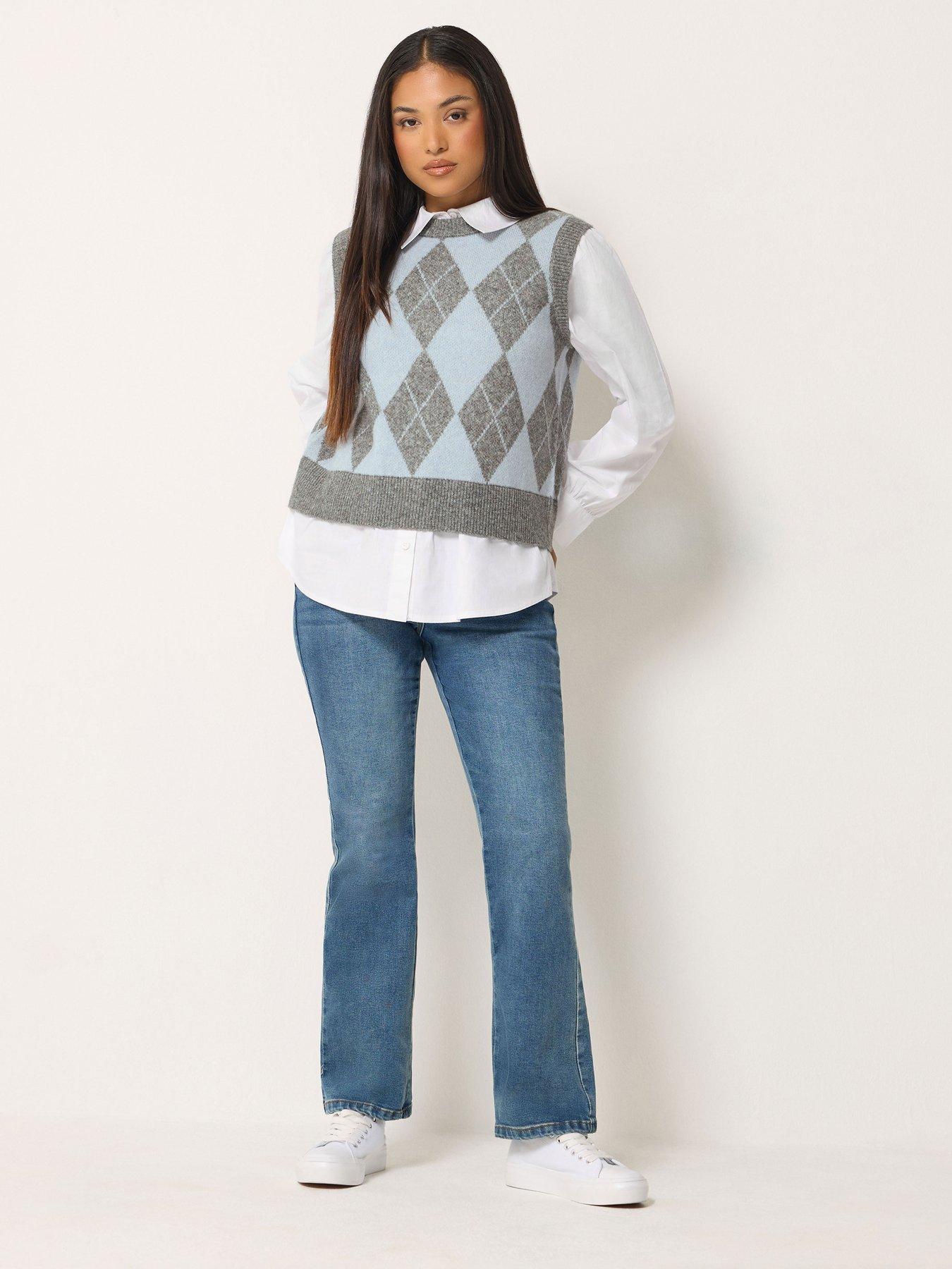 Image 3 of 4 of M&Co Petite Petite Argyle 2 In 1 Jumper