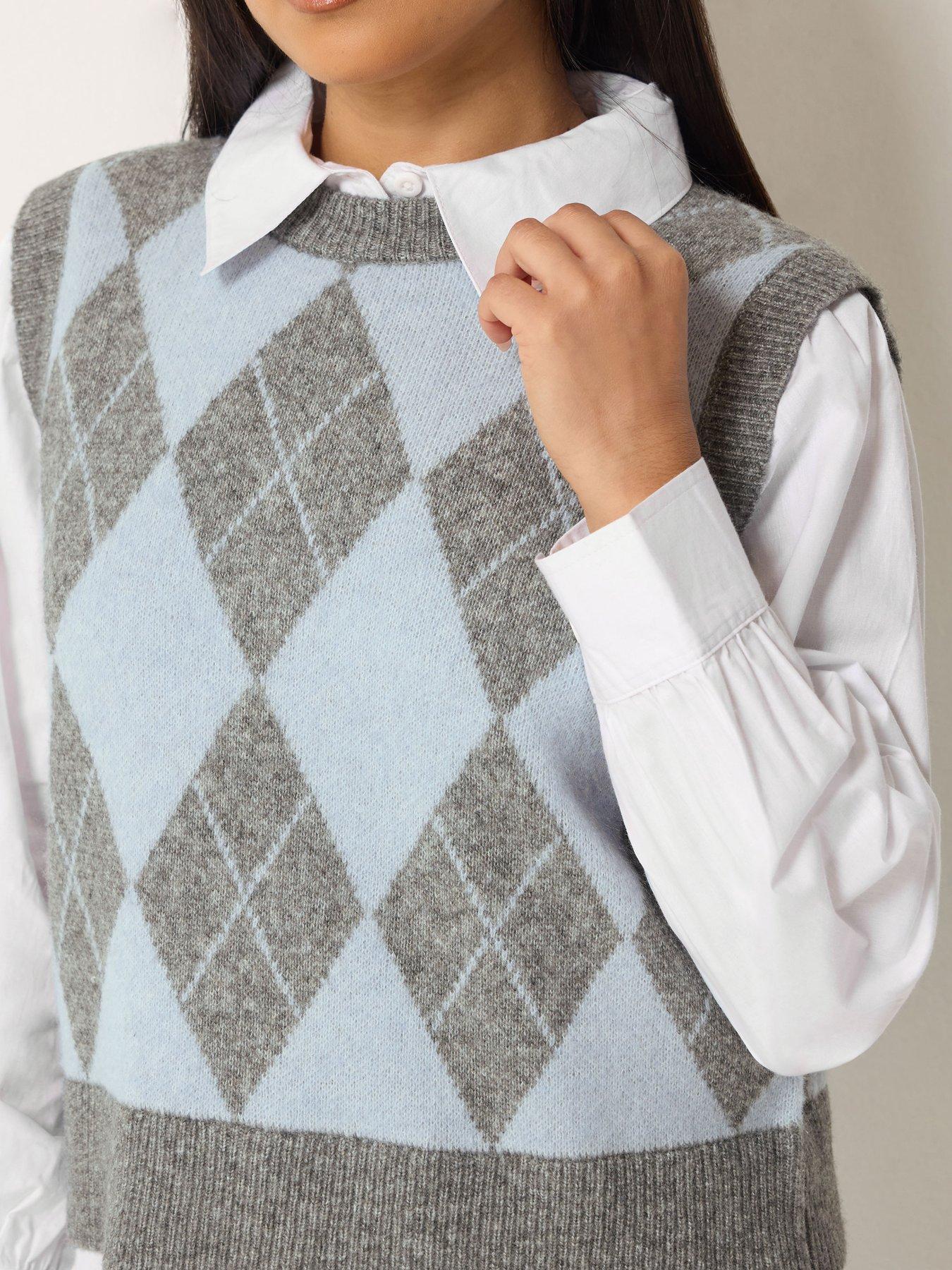 Image 4 of 4 of M&Co Petite Petite Argyle 2 In 1 Jumper