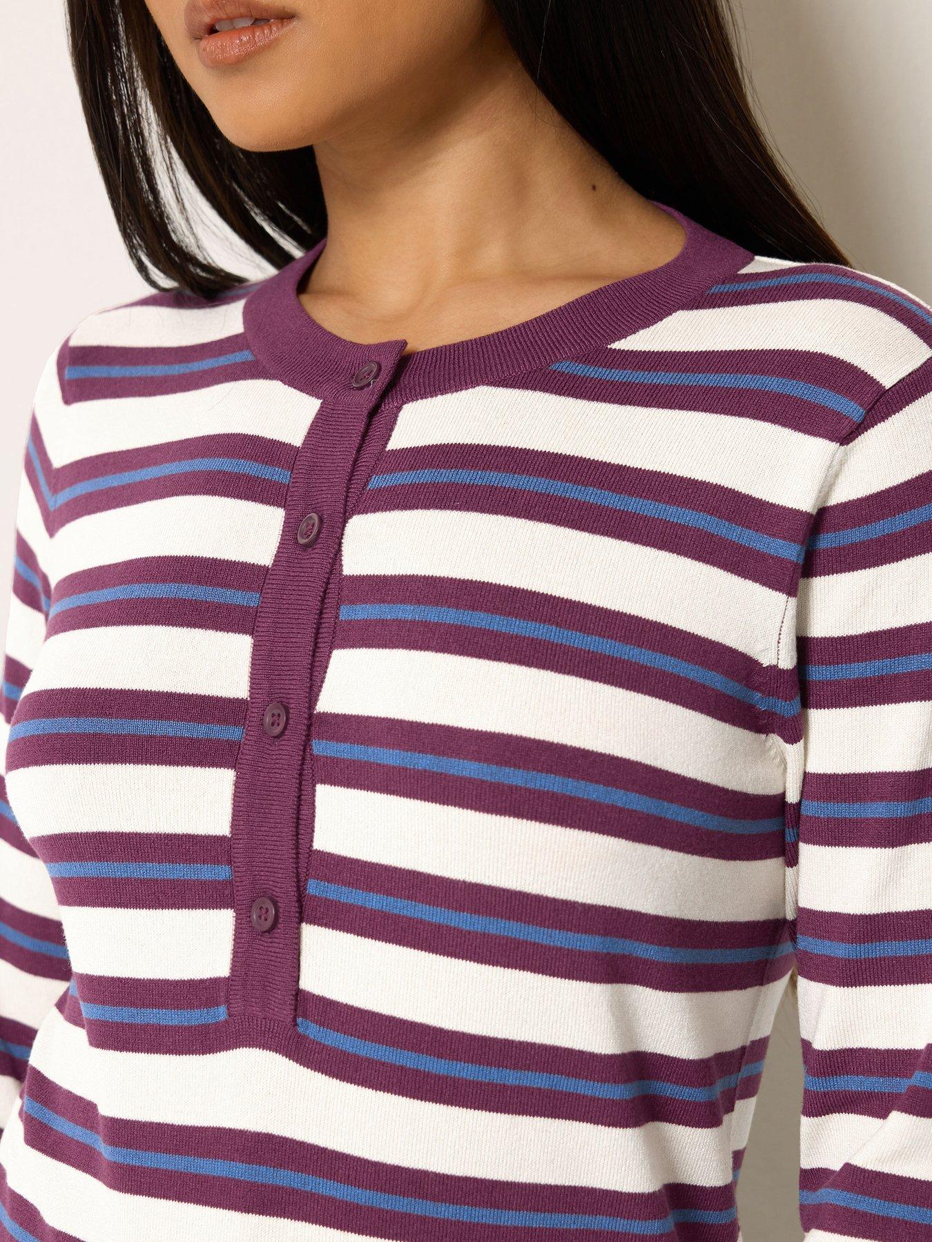 Image 4 of 4 of M&Co Petite Petite Stripe Henley Jumper