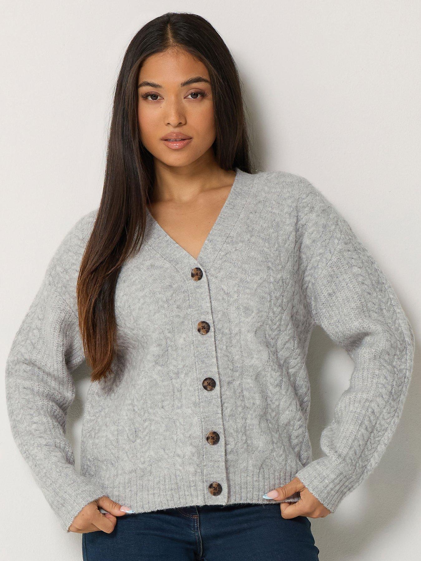 Image 1 of 4 of M&Co Petite Petite Cable Knit V-neck Cardigan